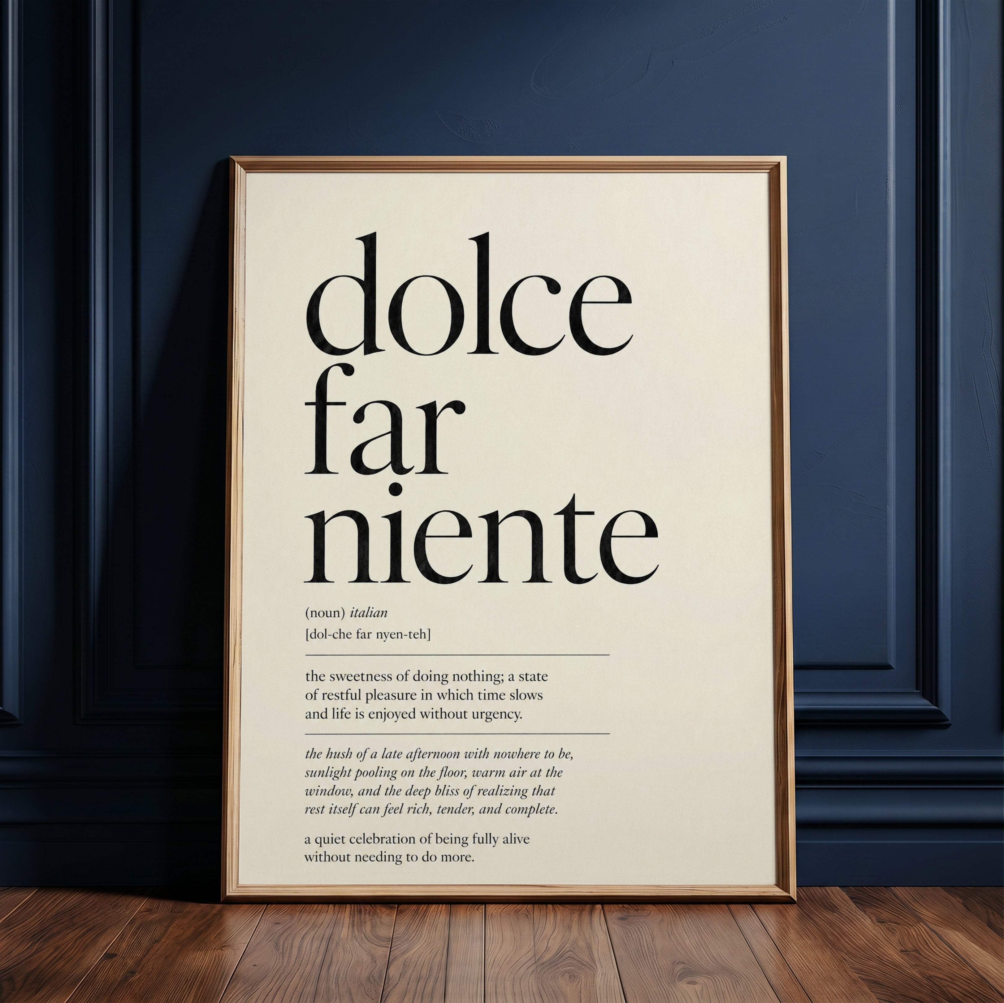 Neutral Wall Art, Dolce Far Niente Wall Art Print — Italian Quote Poster