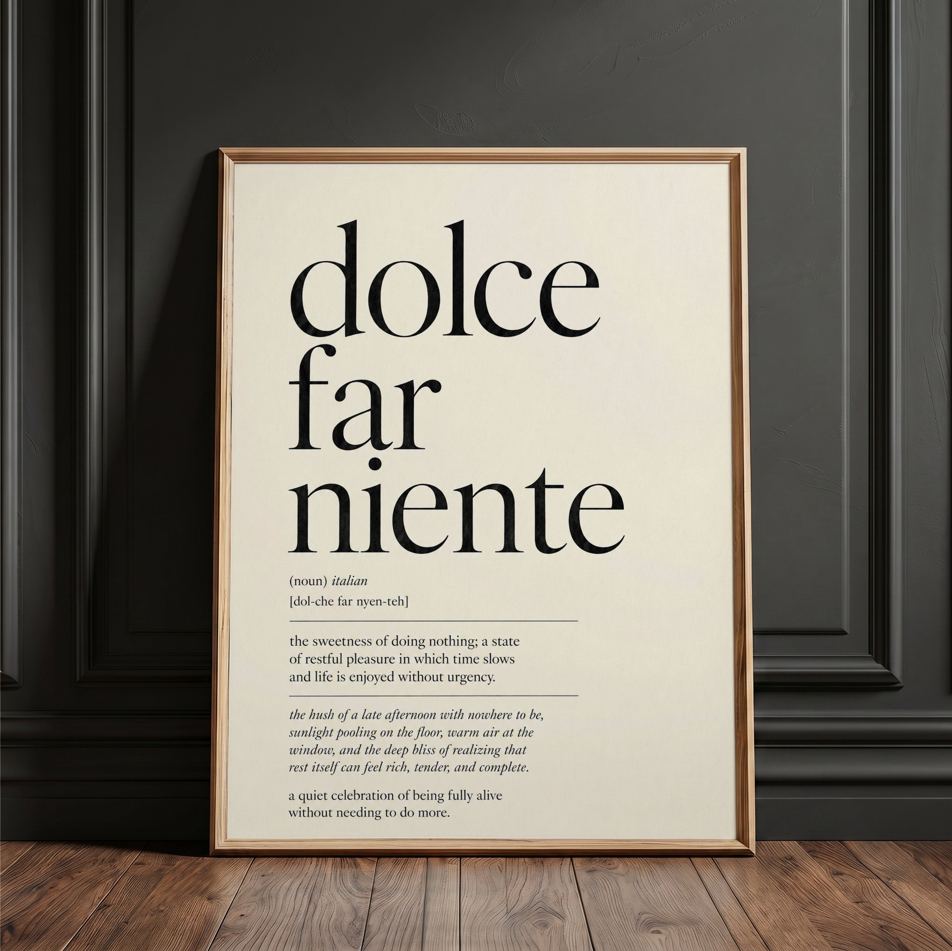 Neutral Wall Art, Dolce Far Niente Wall Art Print — Italian Quote Poster