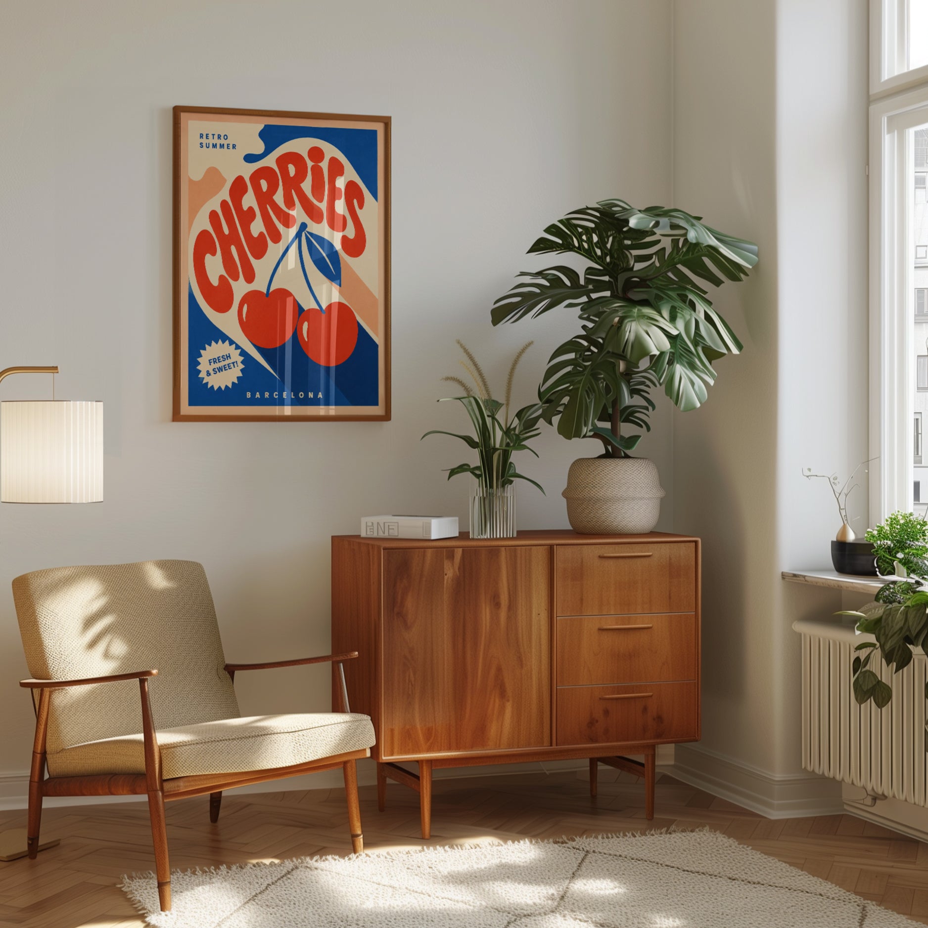 Retro Cherries Print - interior