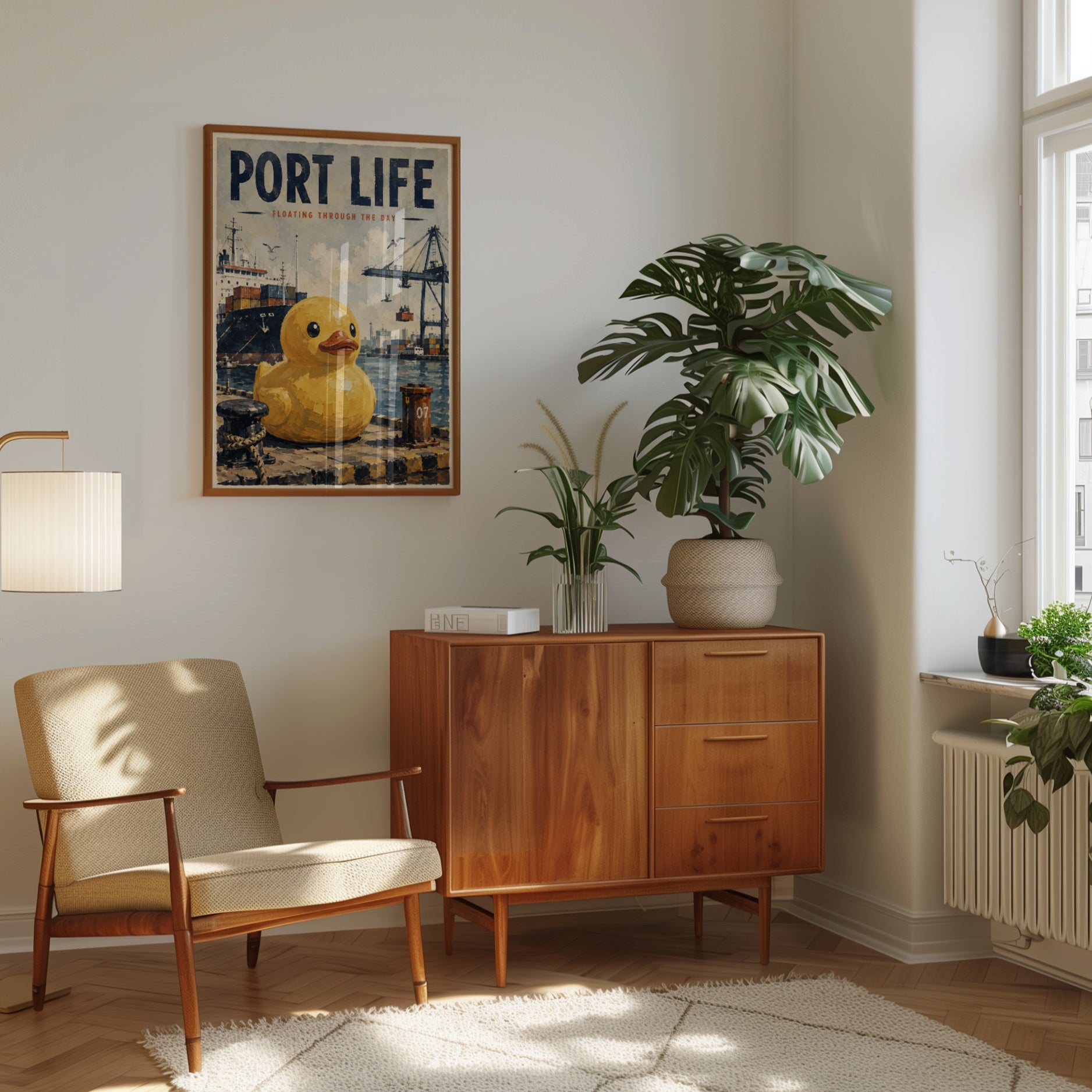 Rubber Duck Wall Art – Retro Port Life Poster - interior