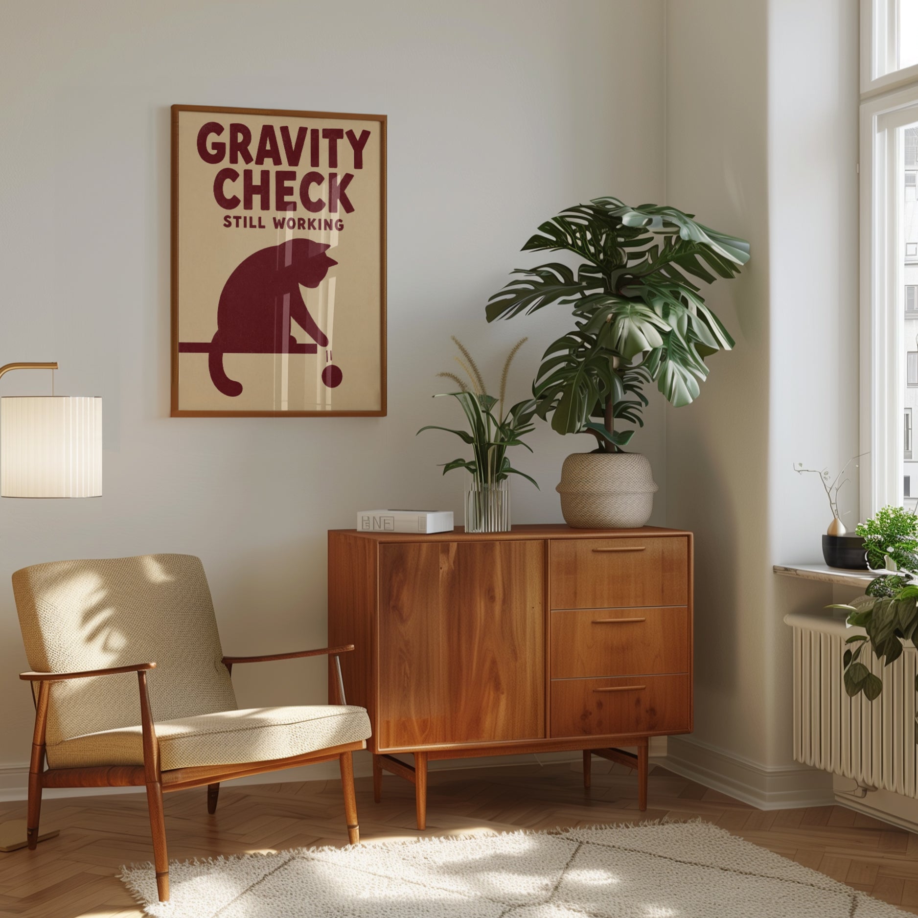 Funny Cat Poster – Gravity Check Still Working - interior