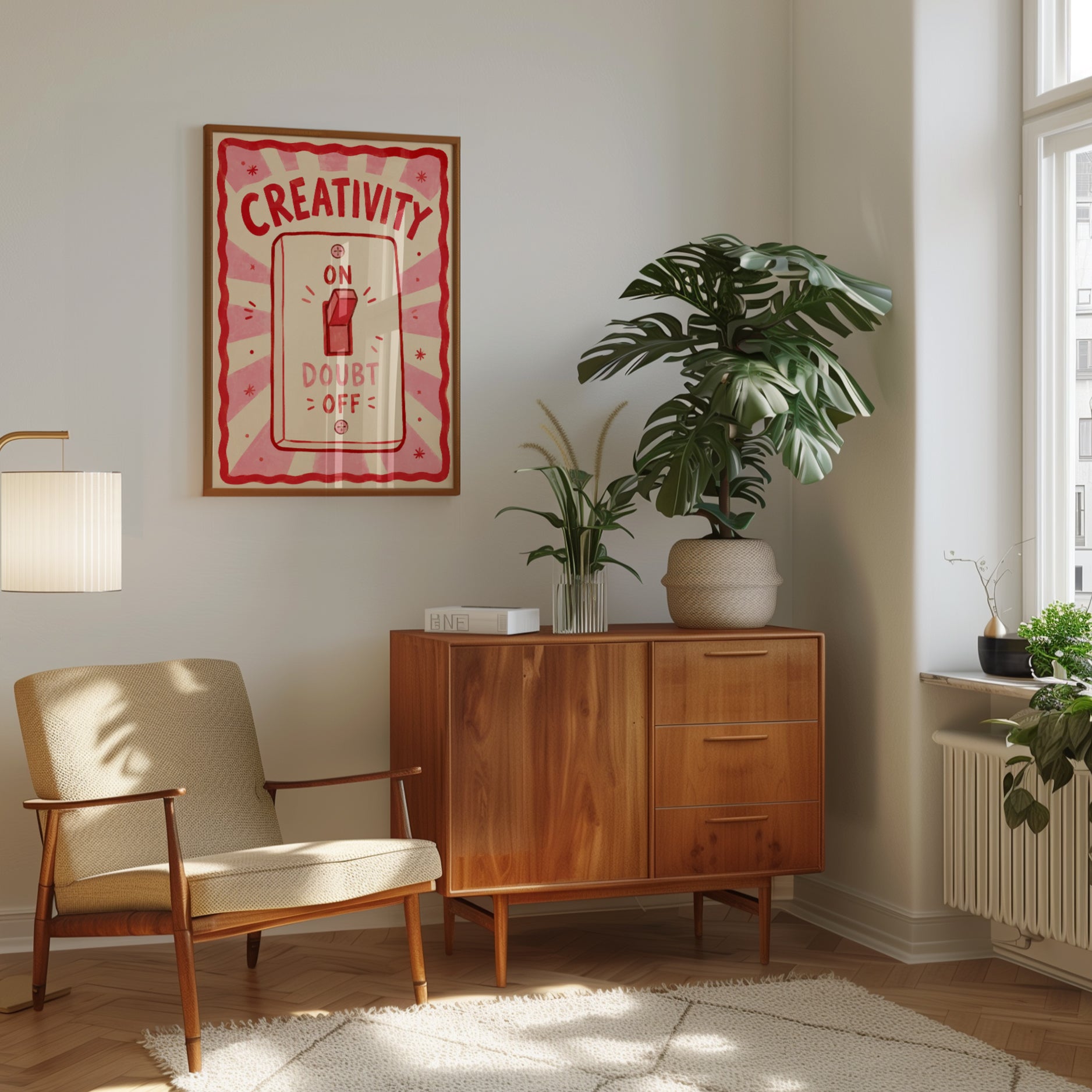 Creativity On Doubt Off Print: Retro Light Switch Poster - interior