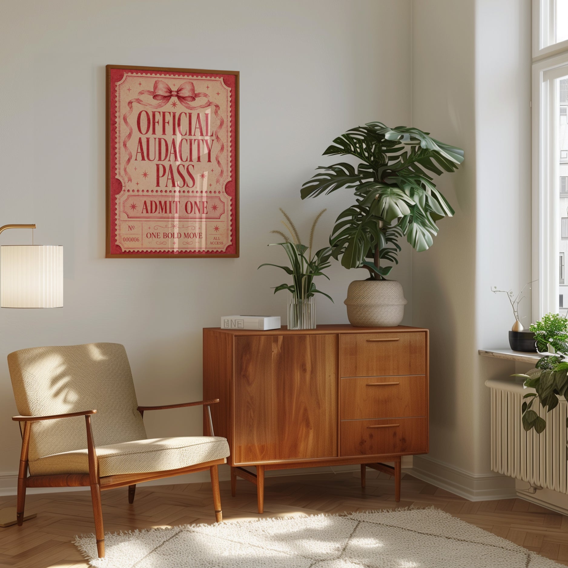 Vintage Ticket Wall Art – Retro Typography Print - interior