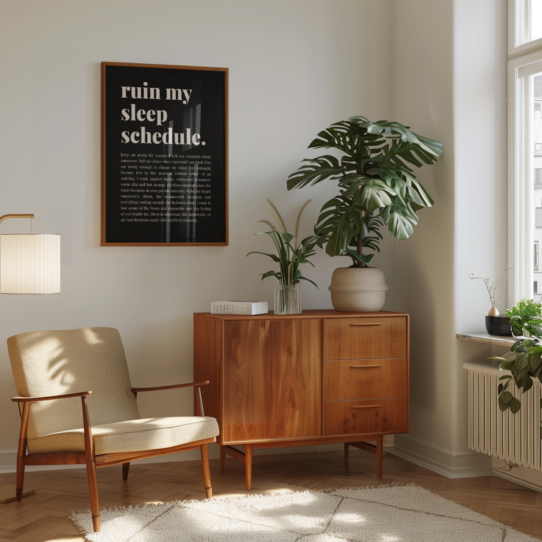 Ruin My Sleep Schedule Typography Print: Black and White - interior