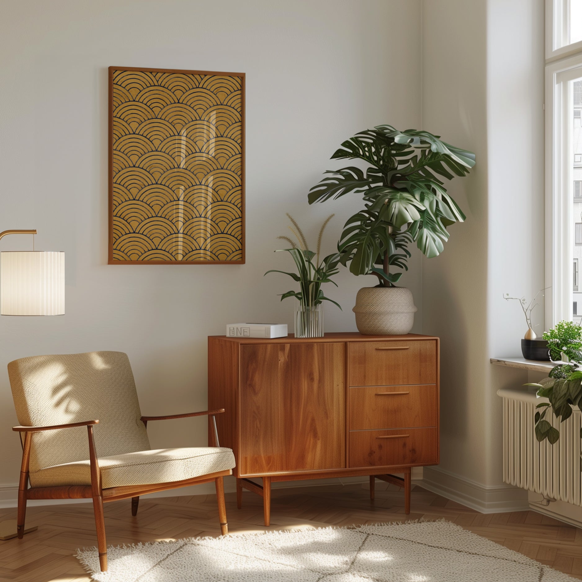 Seigaiha Wall Art Print: Japanese Wave Pattern - interior