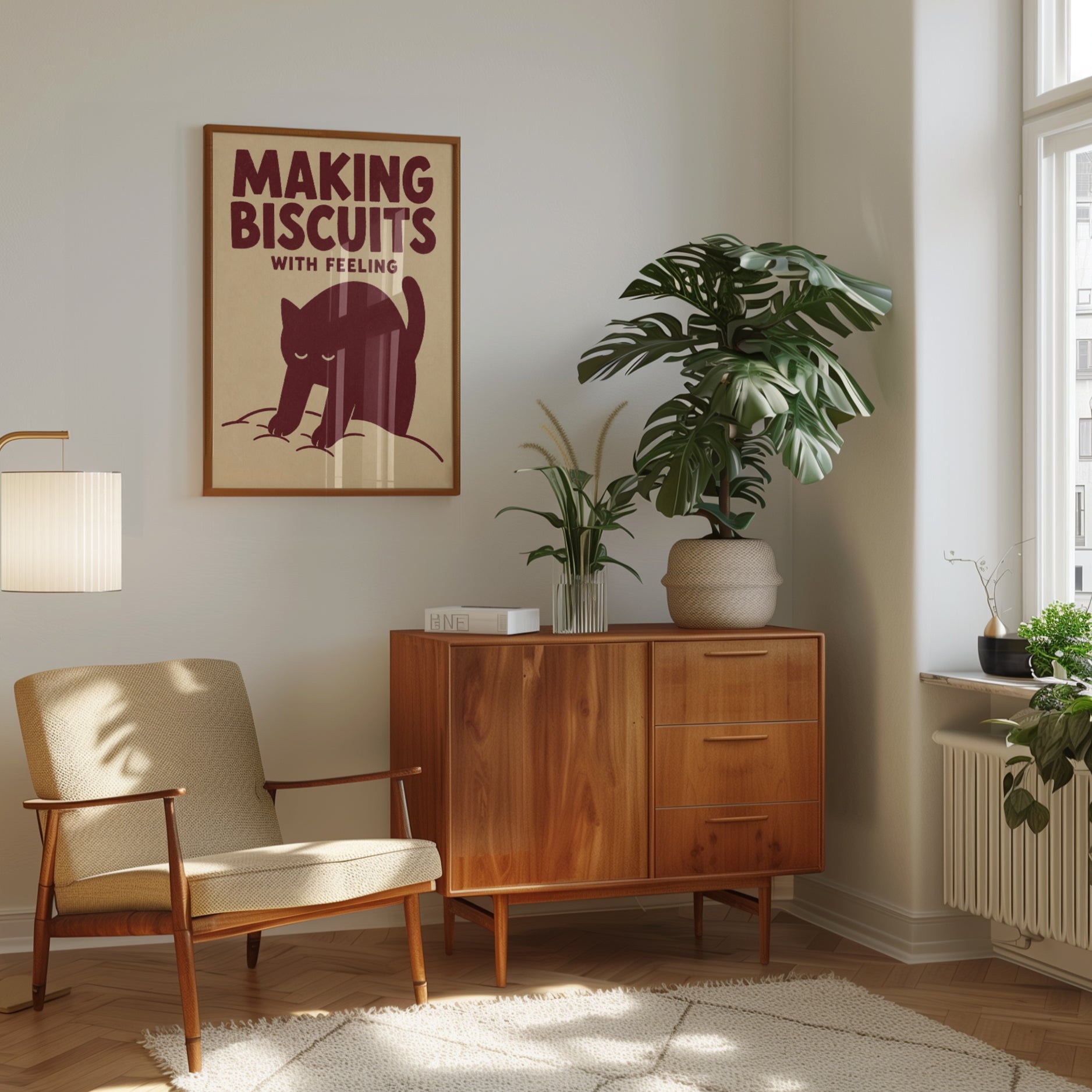 Funny Cat Poster – Making Biscuits With Feeling - interior