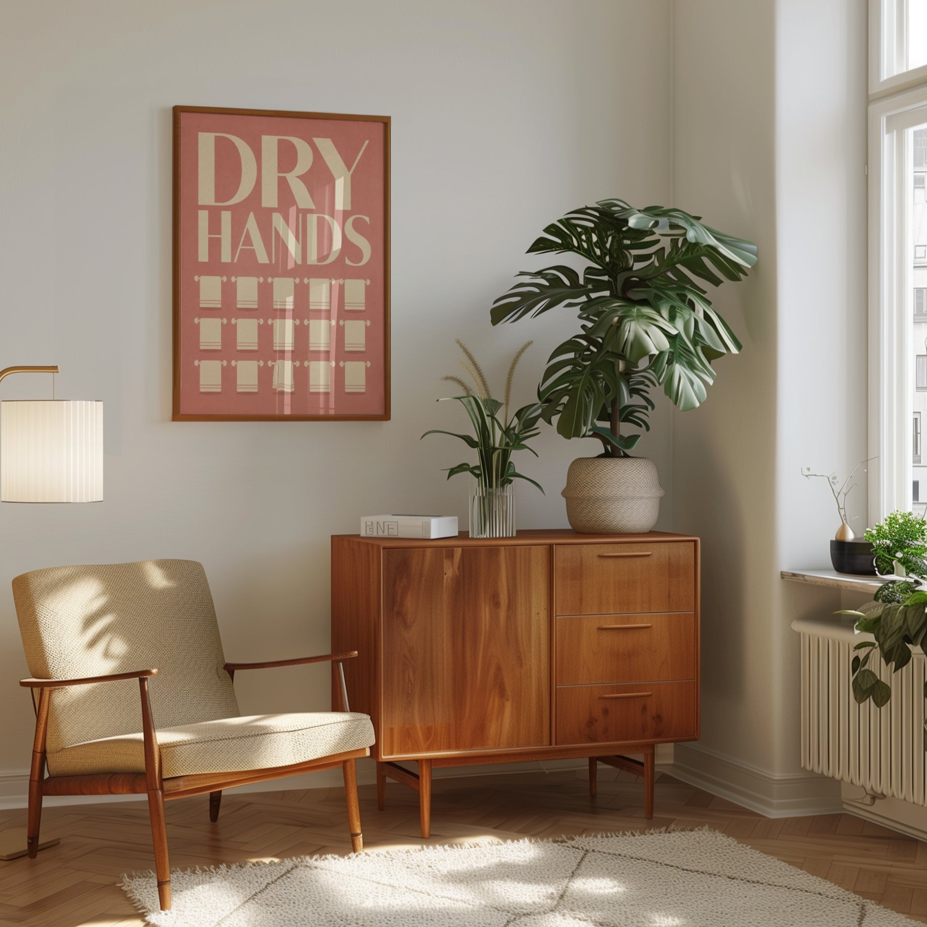 Retro Dry Hands Bathroom Print - interior
