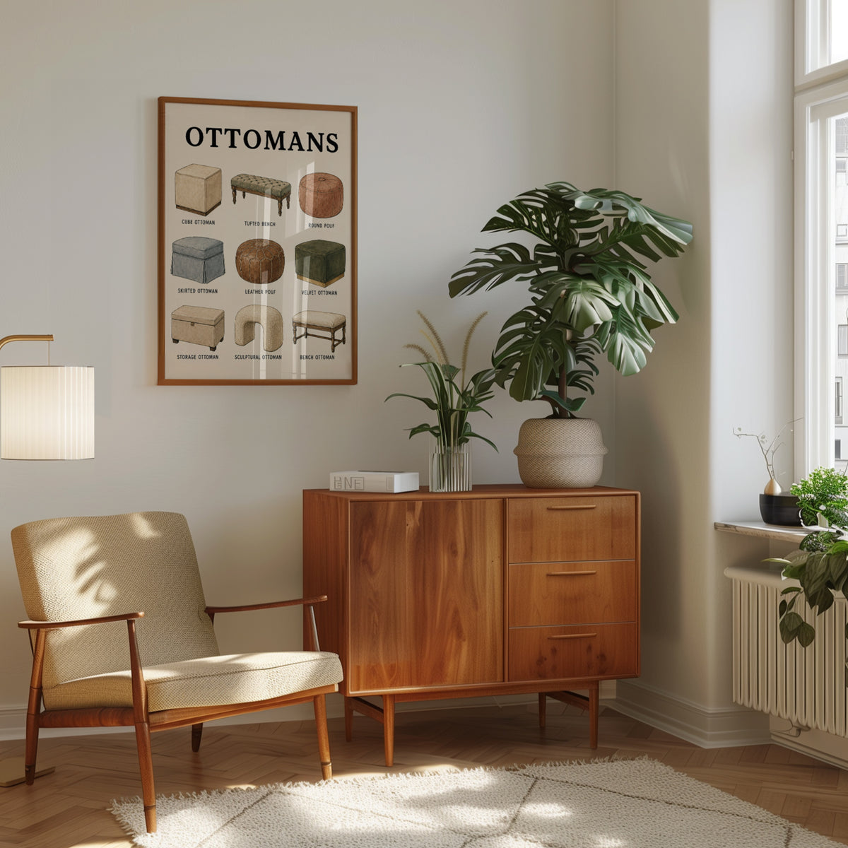 Educational Ottoman Print: Vintage-Inspired Furniture Guide - interior