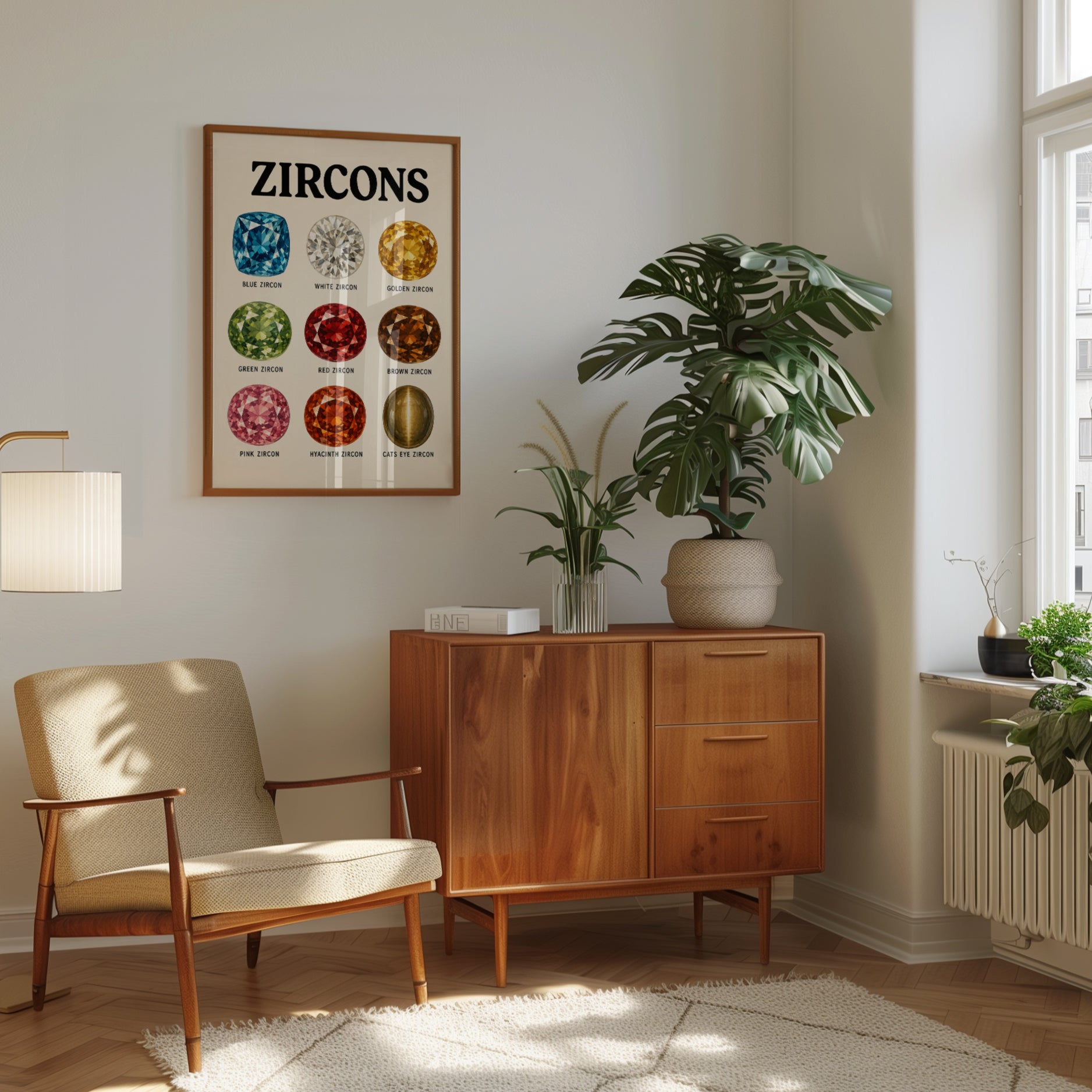 Zircon Gemstone Chart Print: Vintage Educational Poster - interior