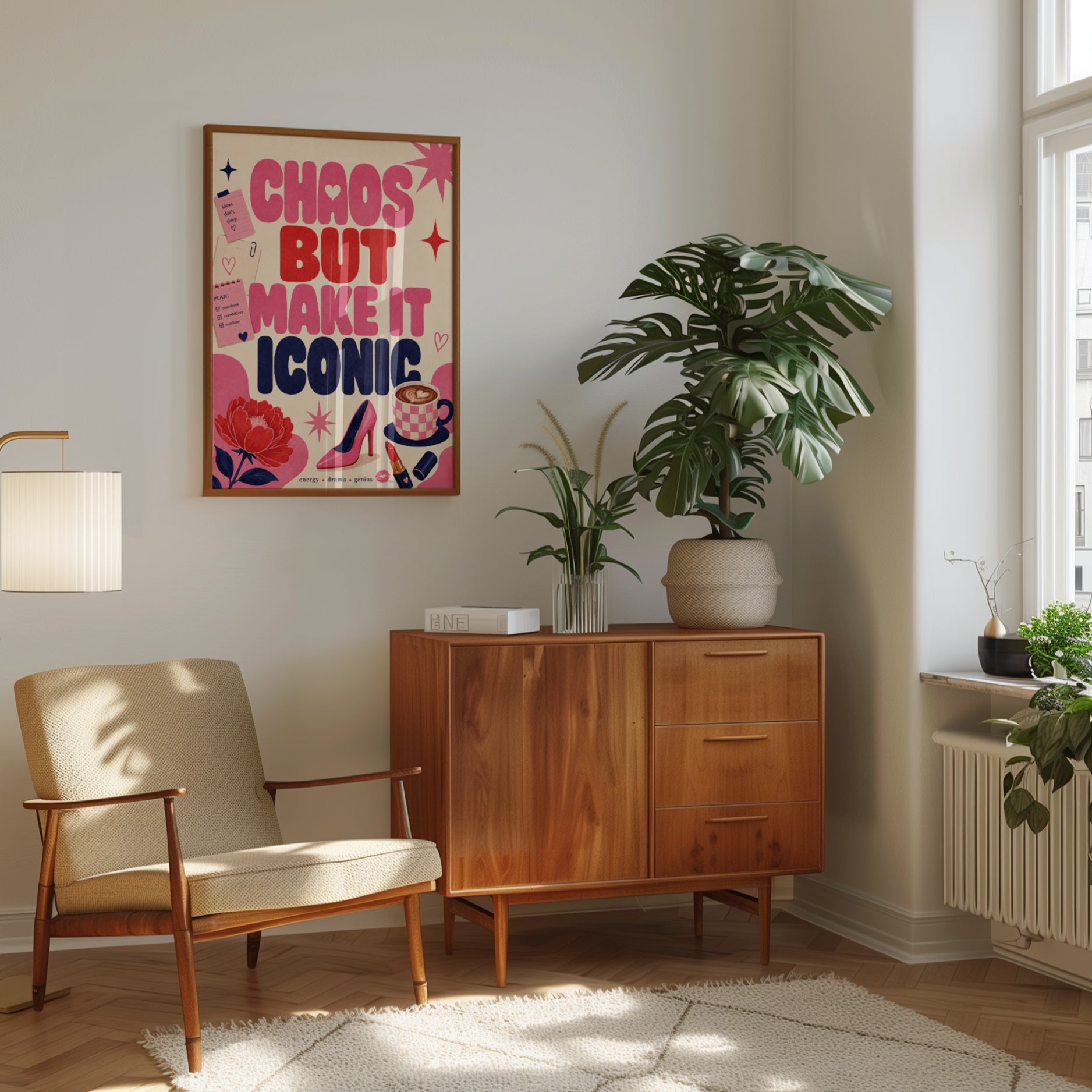 Chaos But Make It Iconic: Retro Motivational Typography Poster - interior