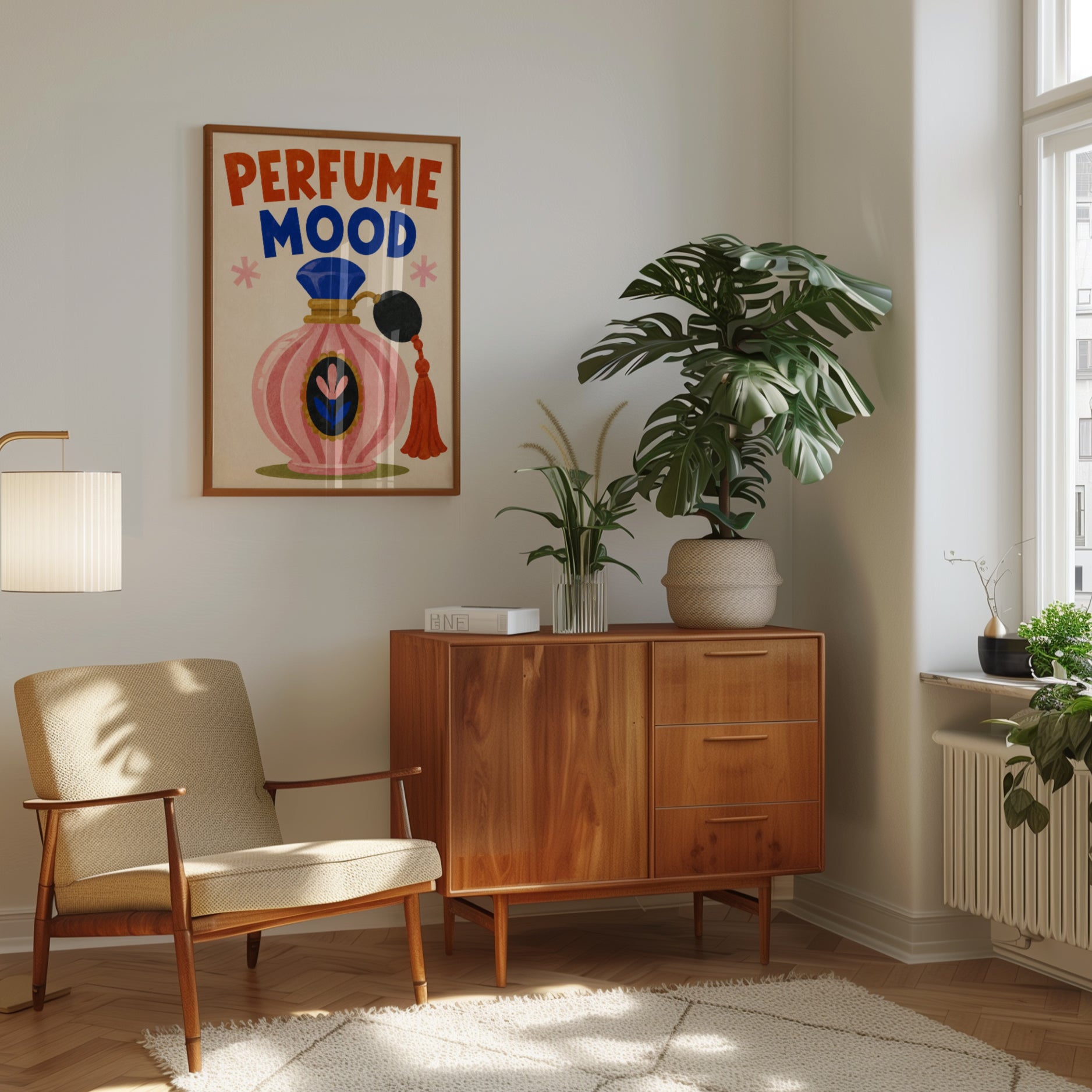 Perfume Bottle Poster – Retro Bathroom Wall Art - interior
