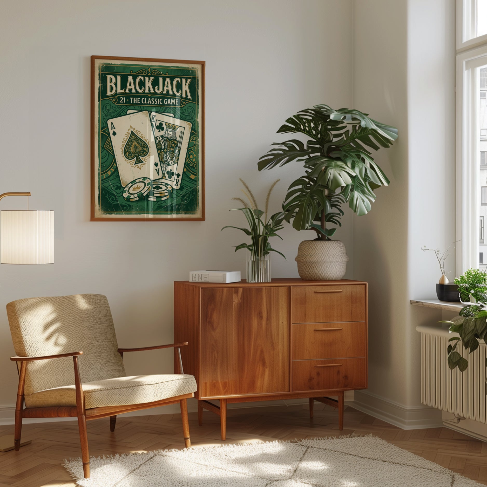 Vintage Blackjack Poster Print — Retro Casino Game Room Art - interior