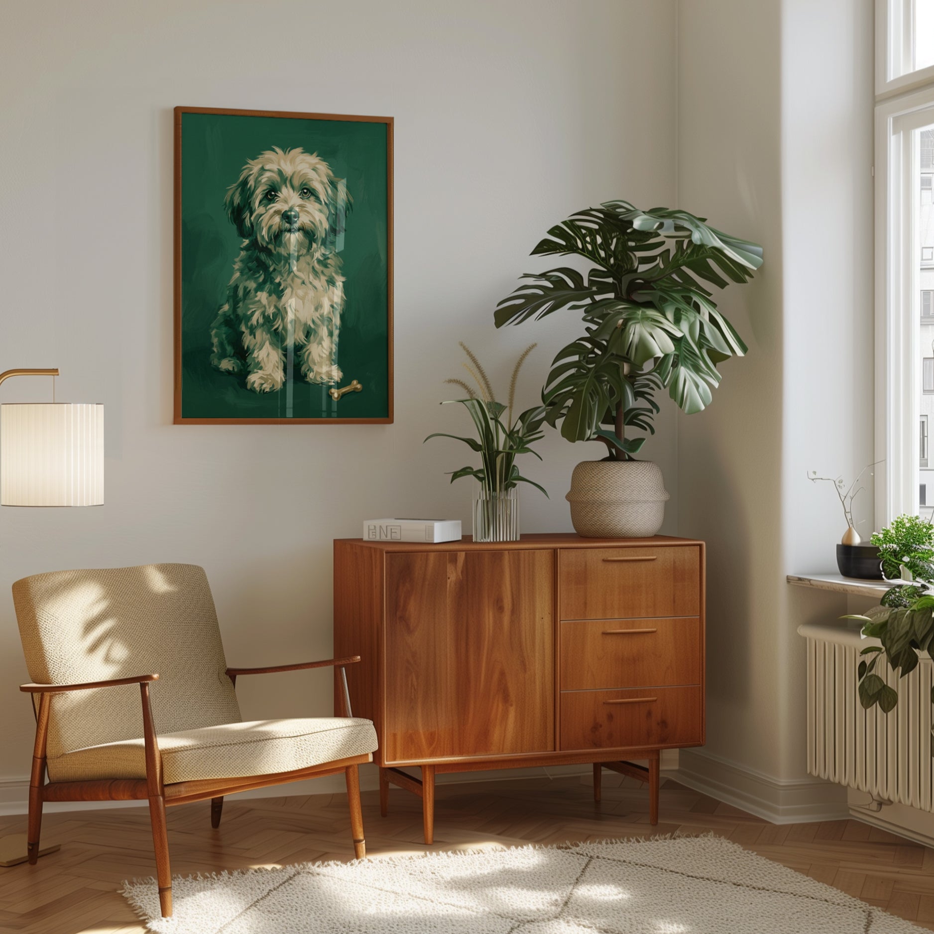 Dog Portrait Print — Vintage Style Pet Illustration - interior