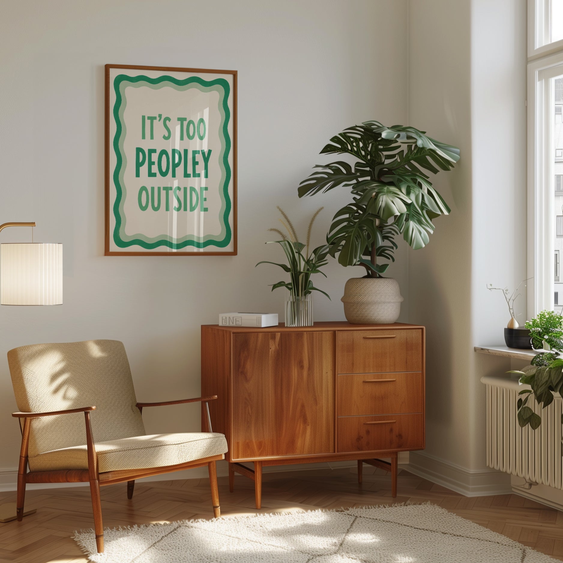It's Too Peopley Outside Print: Funny Introvert Quote - interior