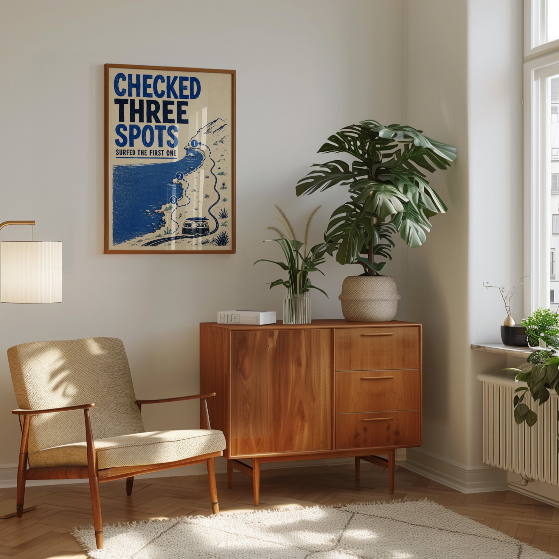 Surf Travel Poster – Coastal Map Wall Art - interior