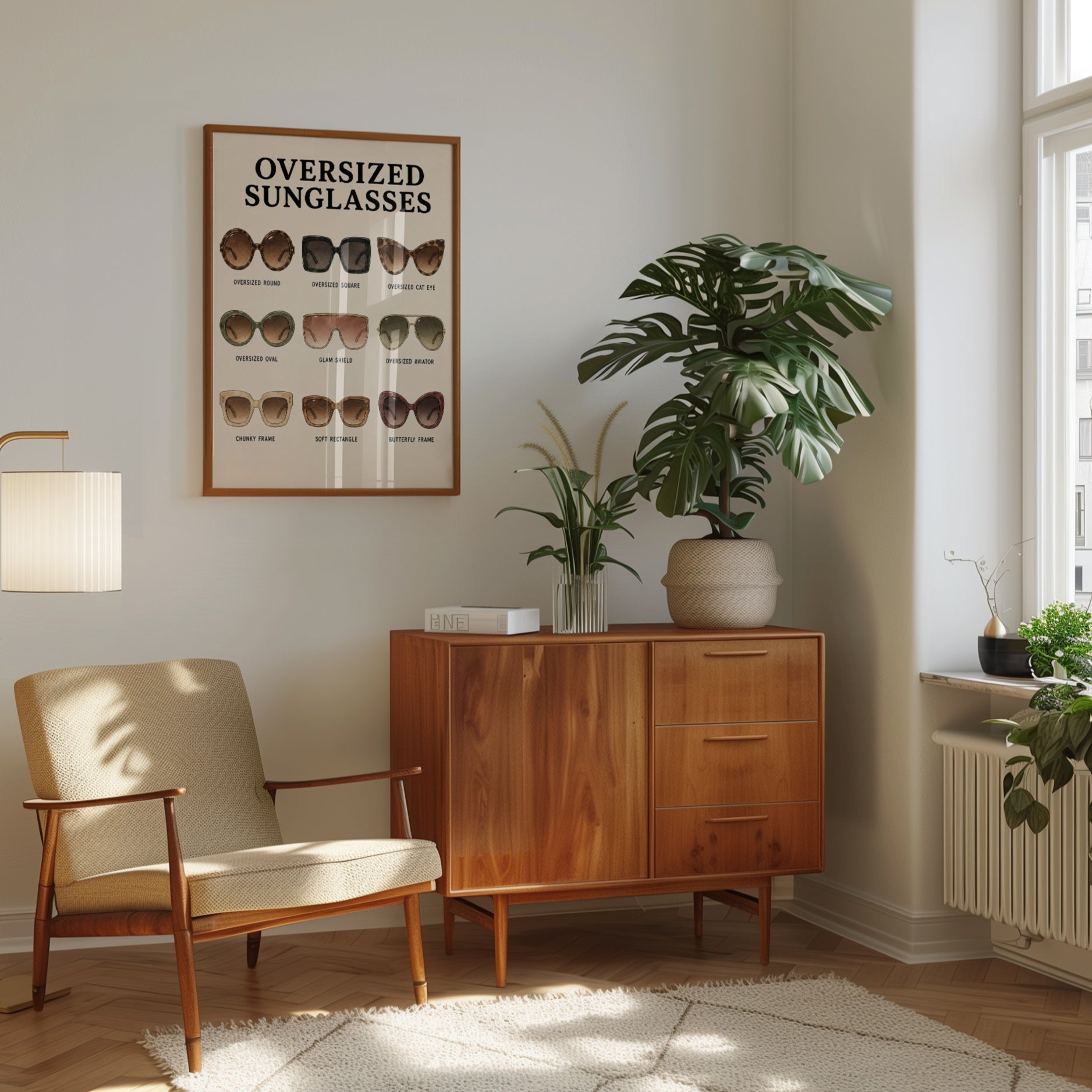 Oversized Sunglasses Guide Poster: Retro Fashion Wall Art - interior
