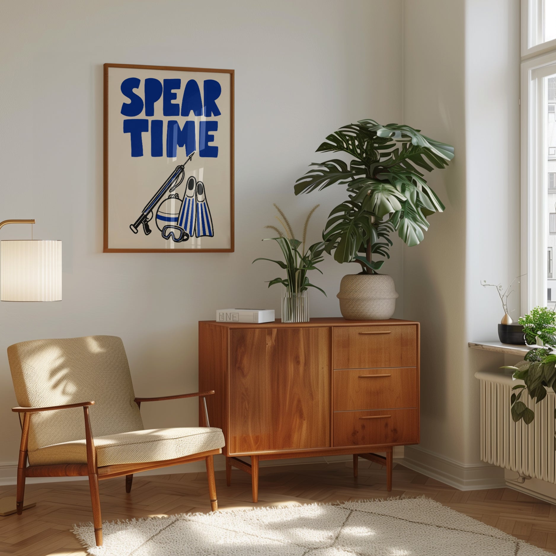 Spearfishing Wall Art – Retro Typography Print - interior