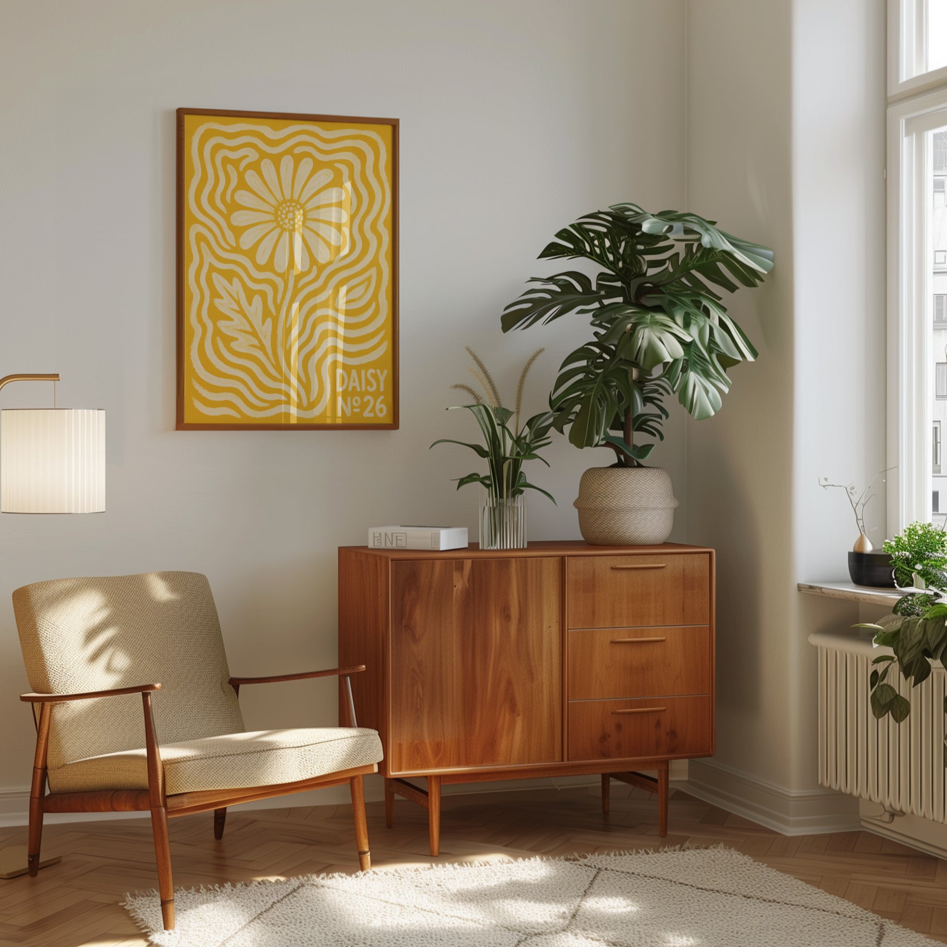 Retro Daisy Poster – Vintage Flower Wall Art - interior
