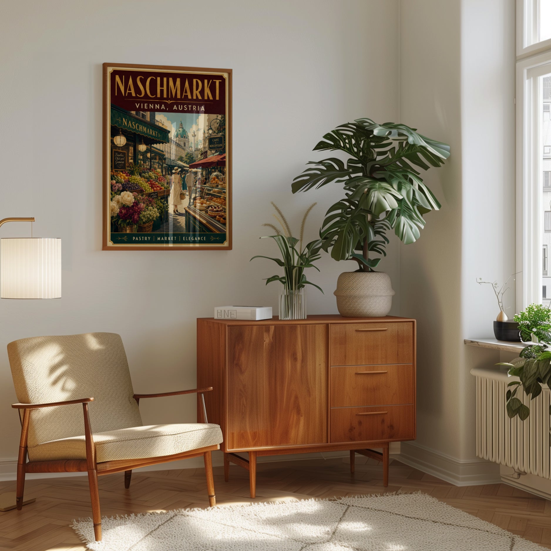 Naschmarkt Vienna Market Poster: Vintage Travel Art Print - interior