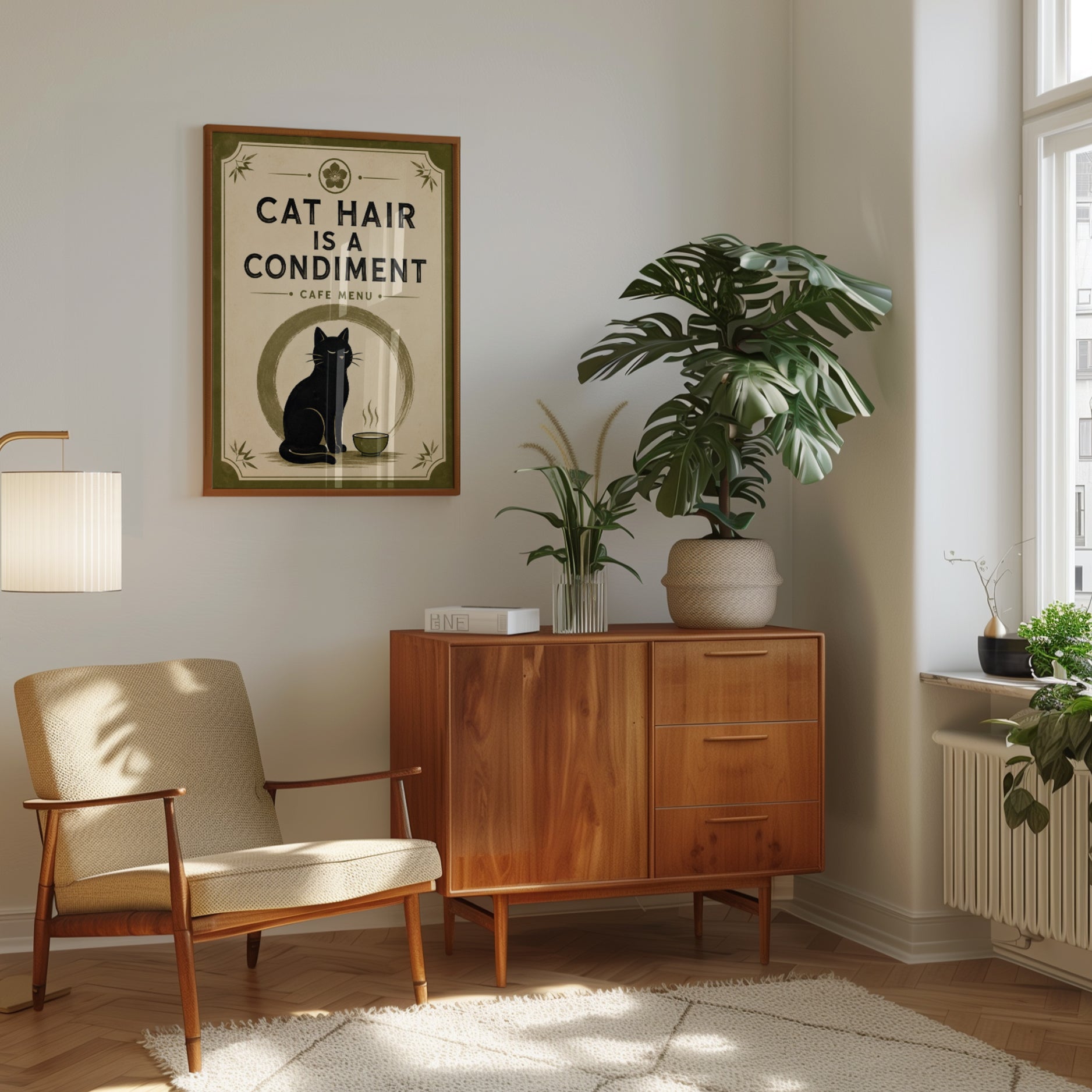 Cat Hair Is A Condiment Print: Vintage Cafe Menu Wall Art - interior