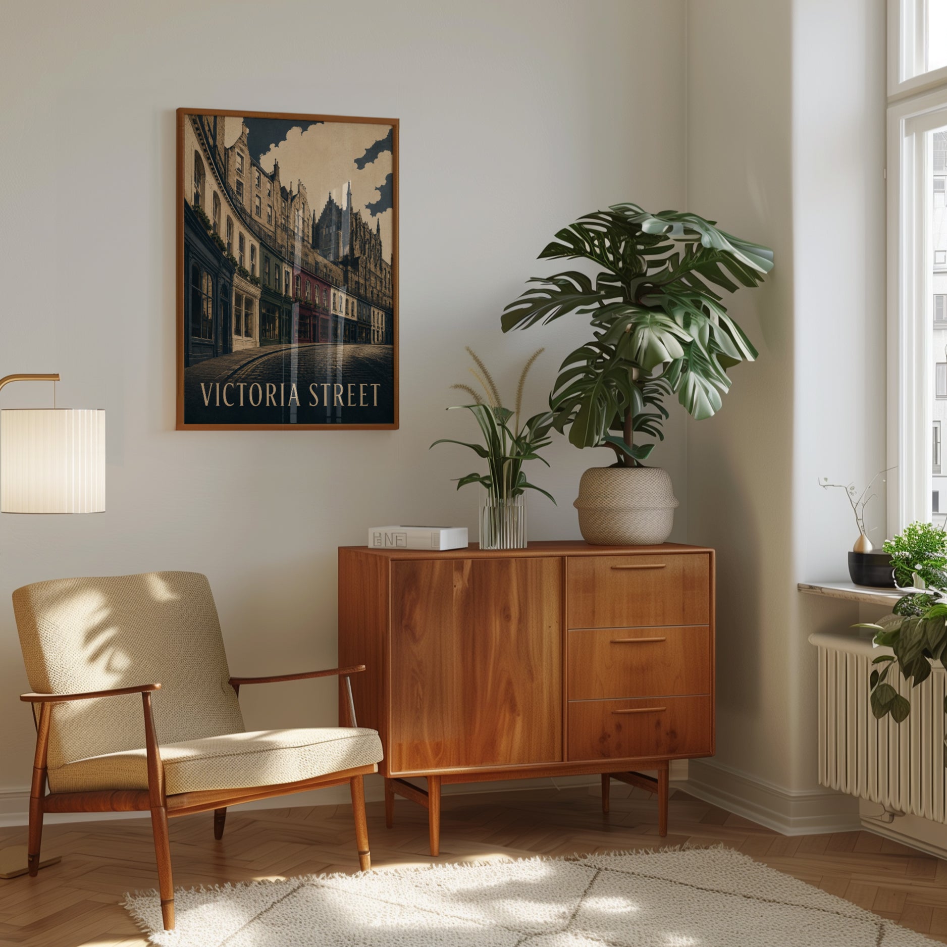 Edinburgh Street Poster – Vintage Travel Print - interior