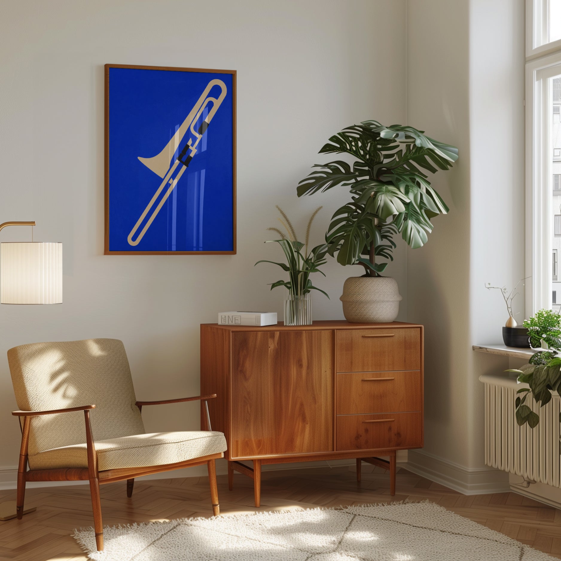 Trombone Art Print — Bold Minimalist Jazz Instrument - interior