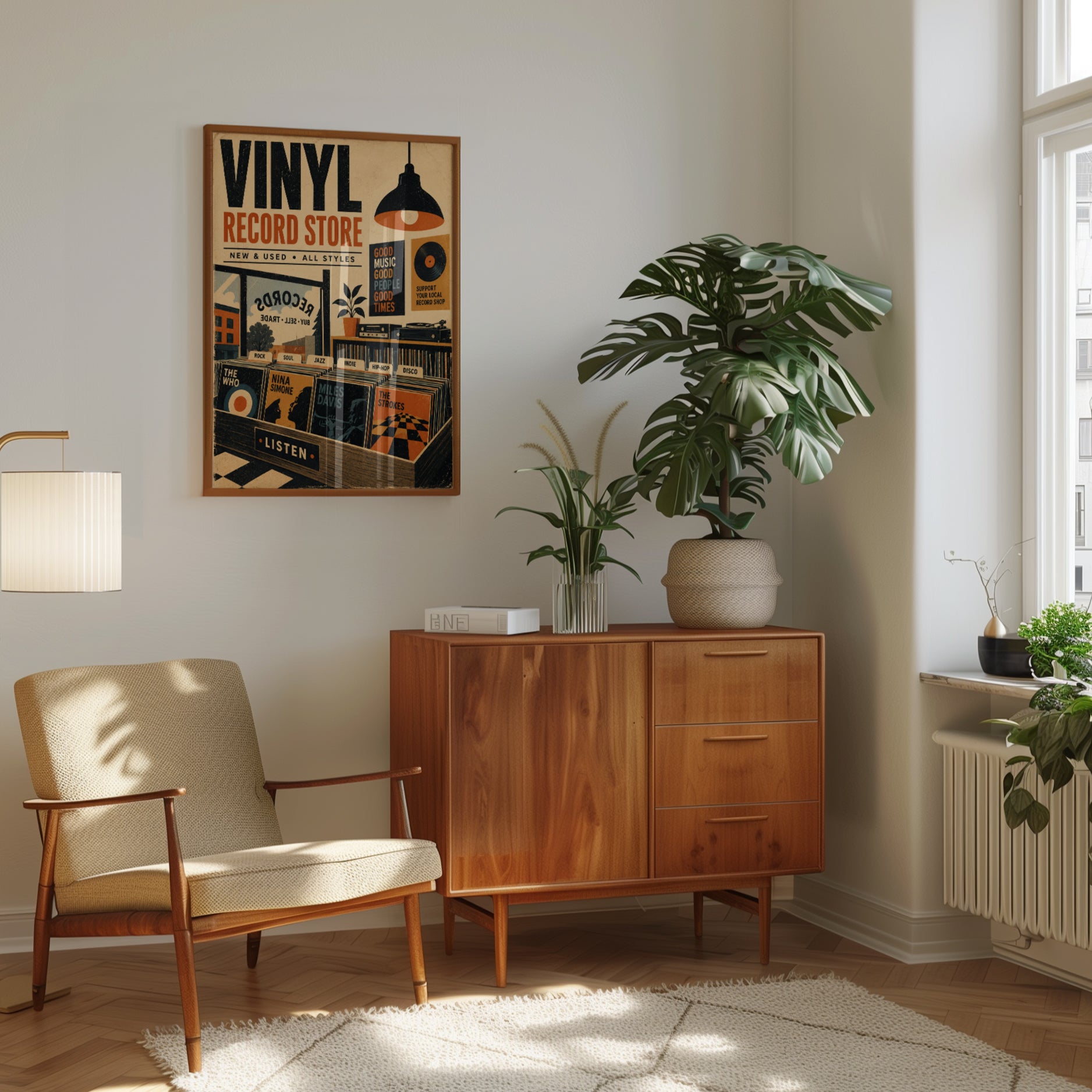 Vinyl Record Store Poster – Retro Music Print - interior