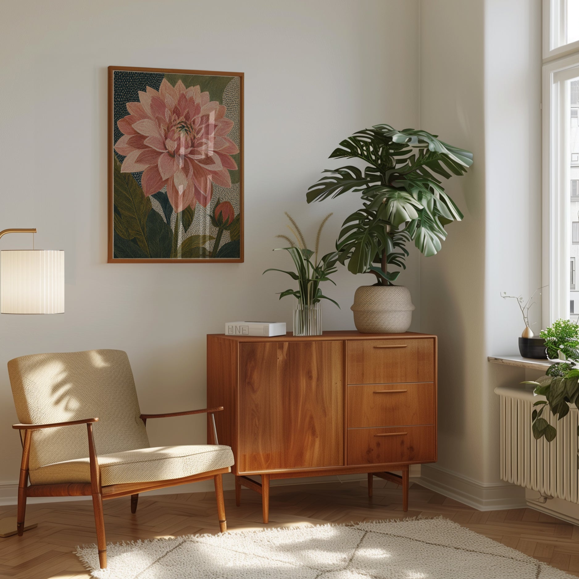 Vintage Dahlia Print – Botanical Wall Art - interior