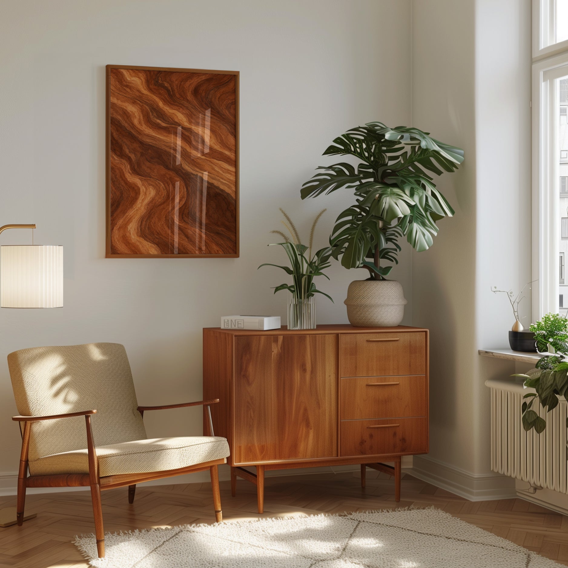 Abstract Wood Grain Wall Art: Organic Brown Swirl Pattern - interior