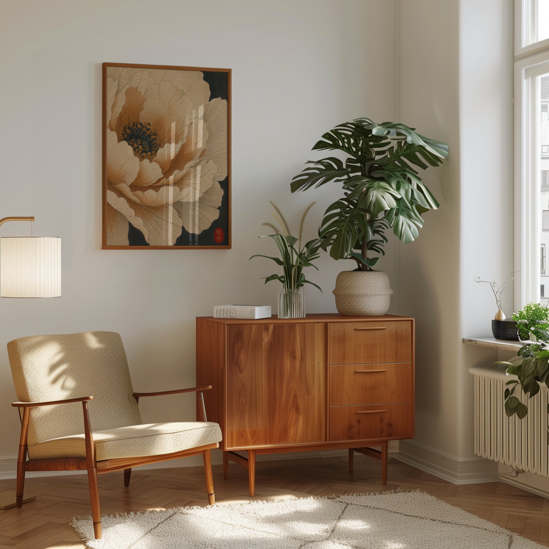 Wabi Sabi Peony Print - interior