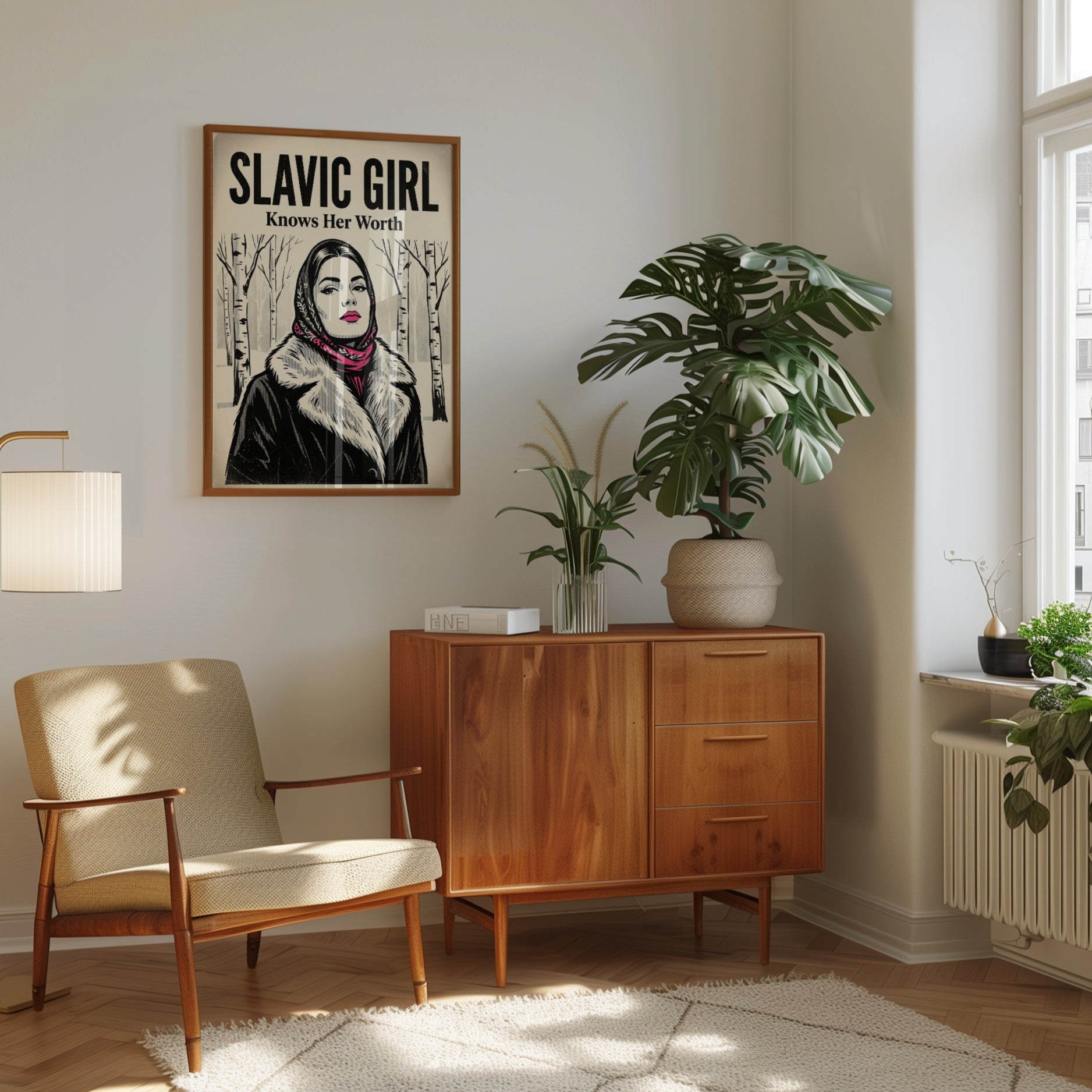 Slavic Girl Knows Her Worth: Vintage Propaganda Style Poster - interior