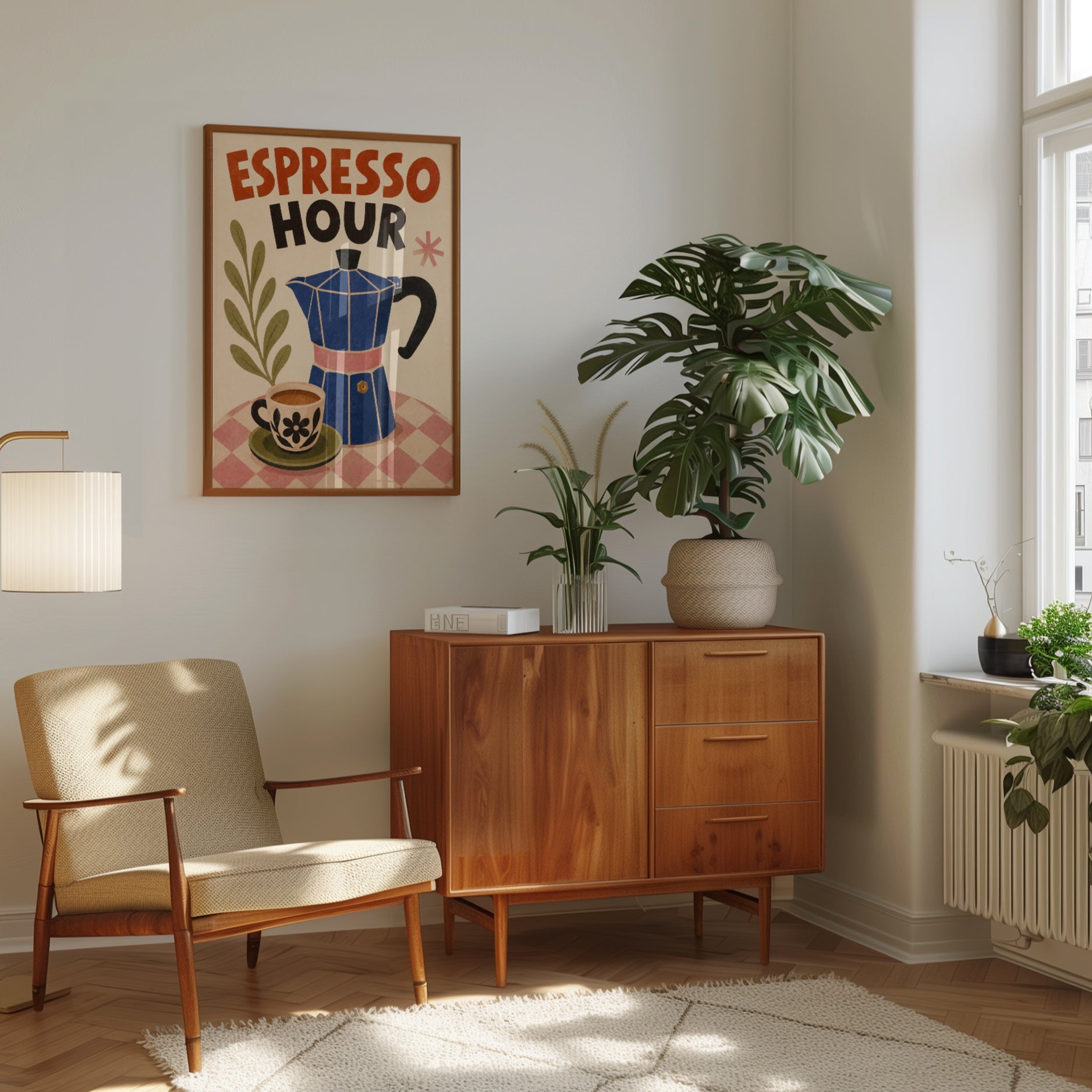 Espresso Hour Retro Cafe Poster - interior
