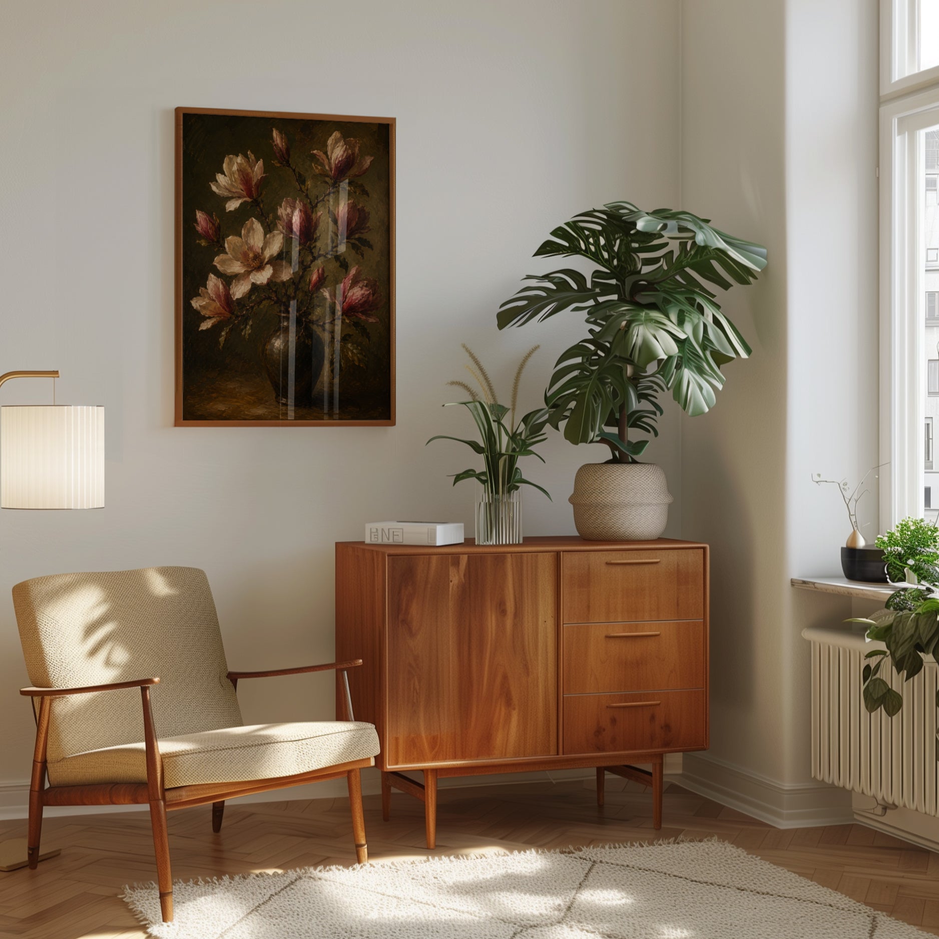 Magnolia Wall Art – Vintage Floral Print - interior