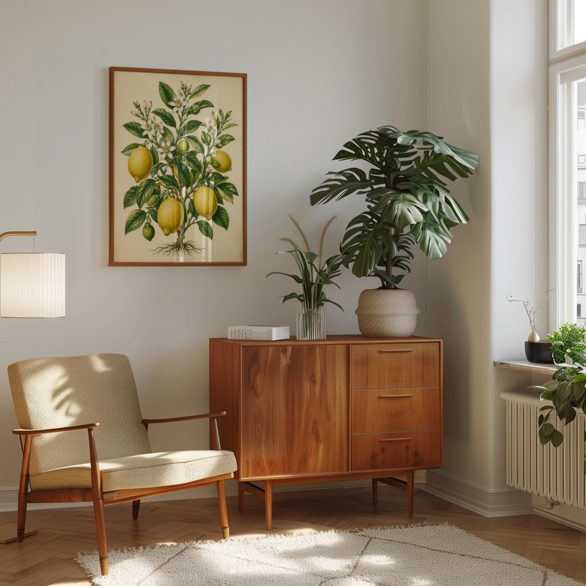 Lemon Tree Botanical Print — Vintage Citrus Illustration - interior