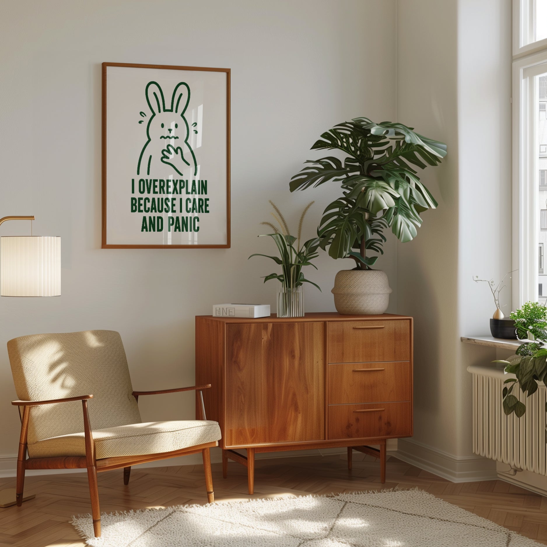 Anxiety Bunny Art Print: Funny Mental Health Quote - interior