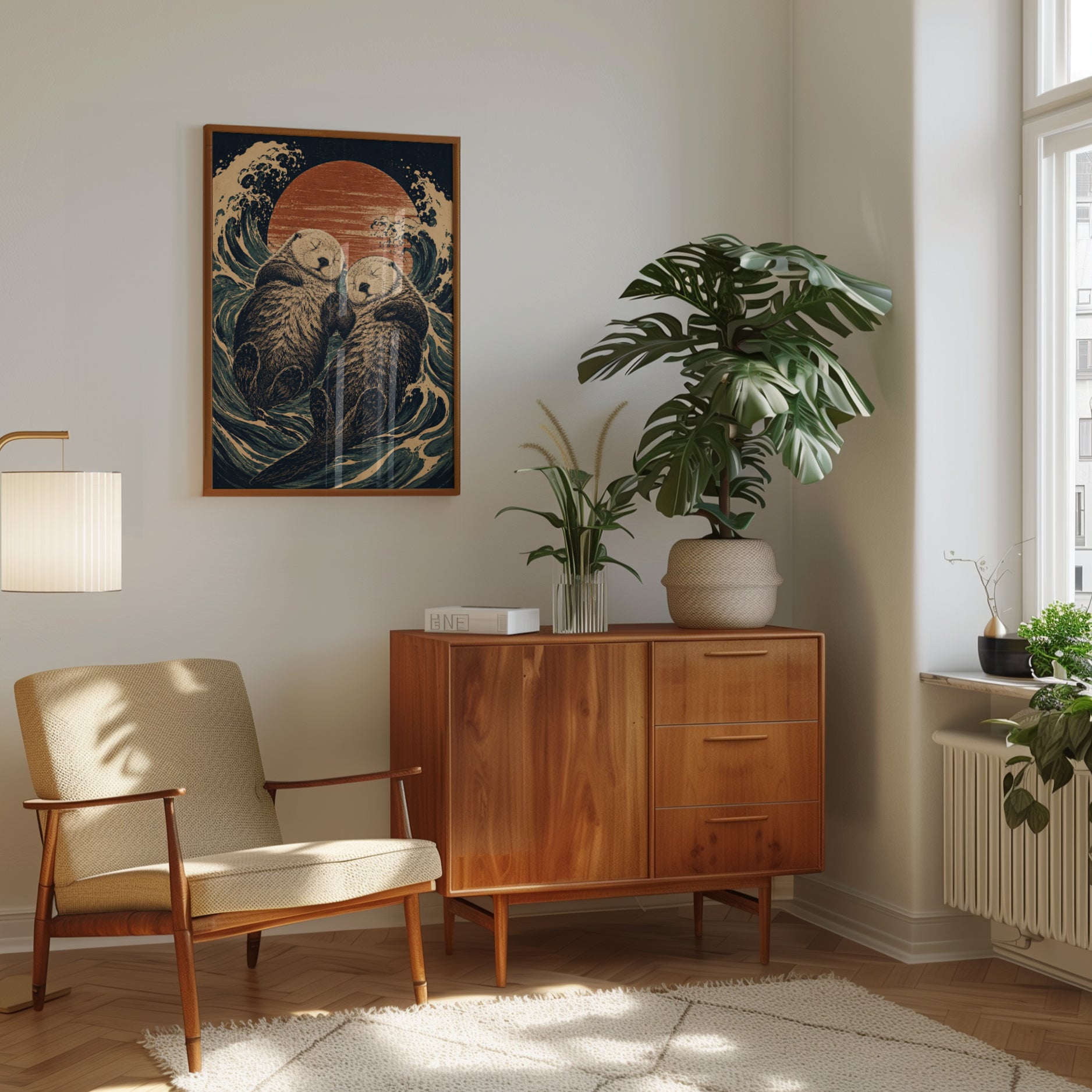 Sea Otter Art Print — Japanese Wave Style - interior