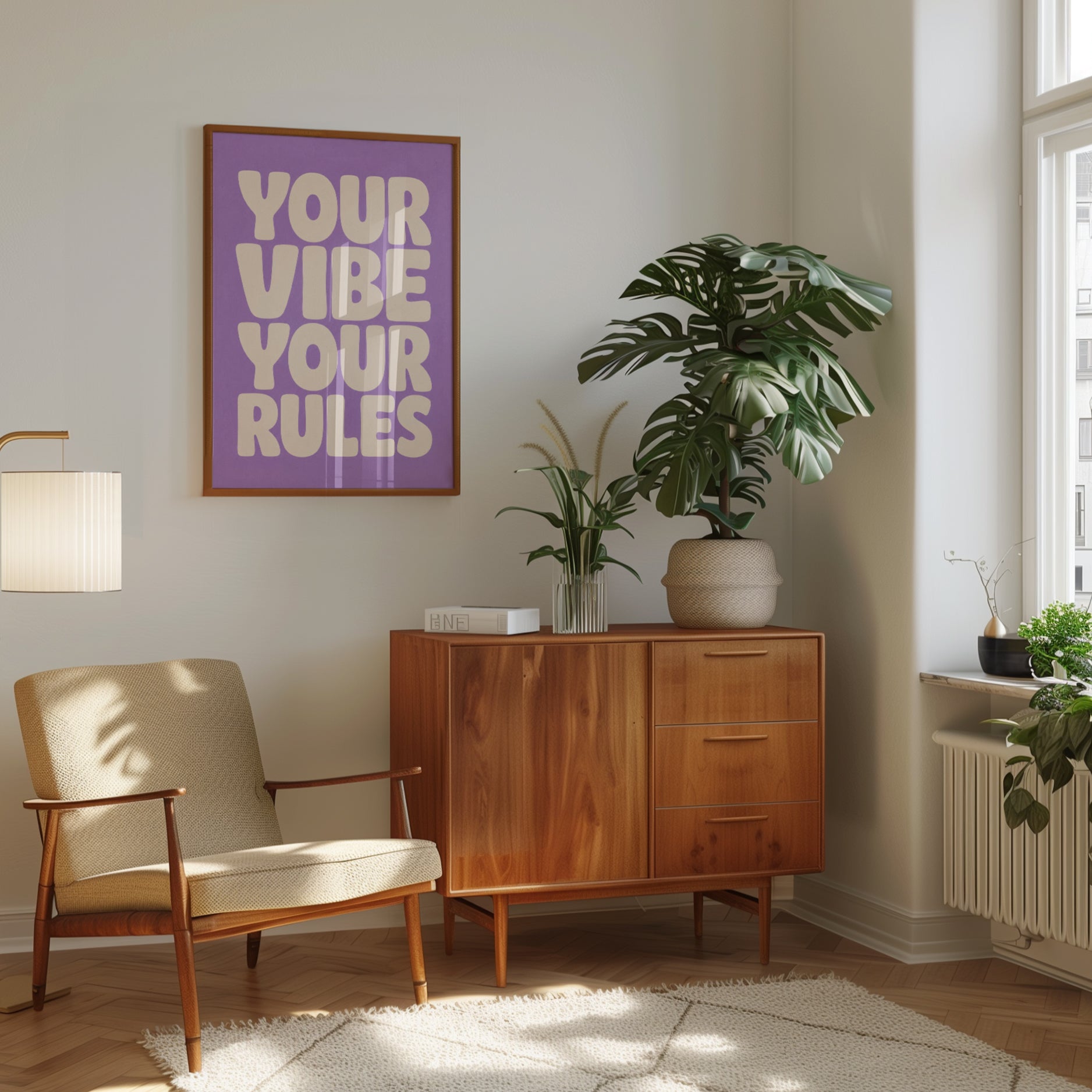 Motivational Wall Art: Purple Typography Poster - interior