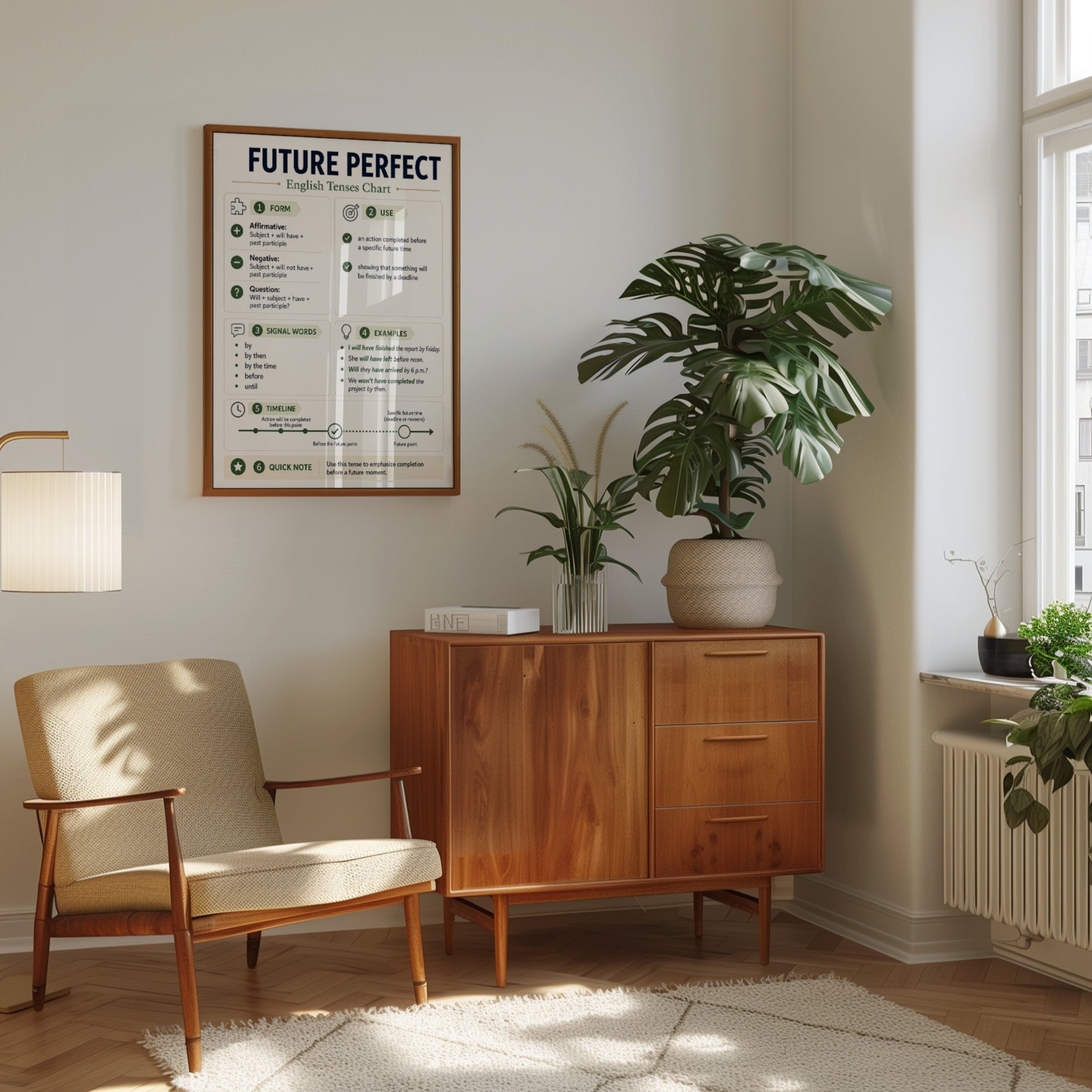 Future Perfect English Tenses Chart: Educational Grammar Poster - interior