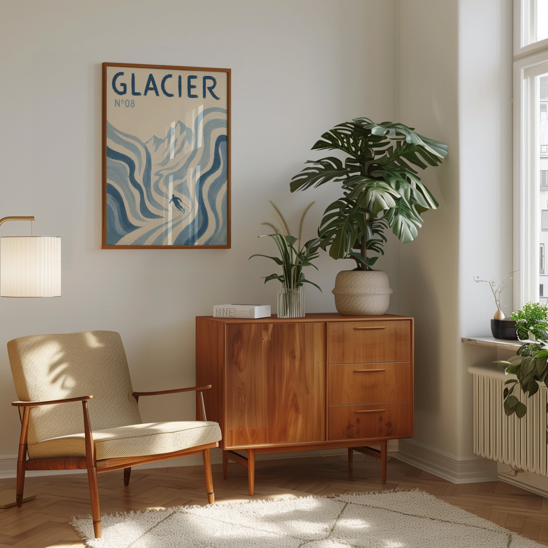 Skiing Wall Art – Glacier Ski Poster - interior