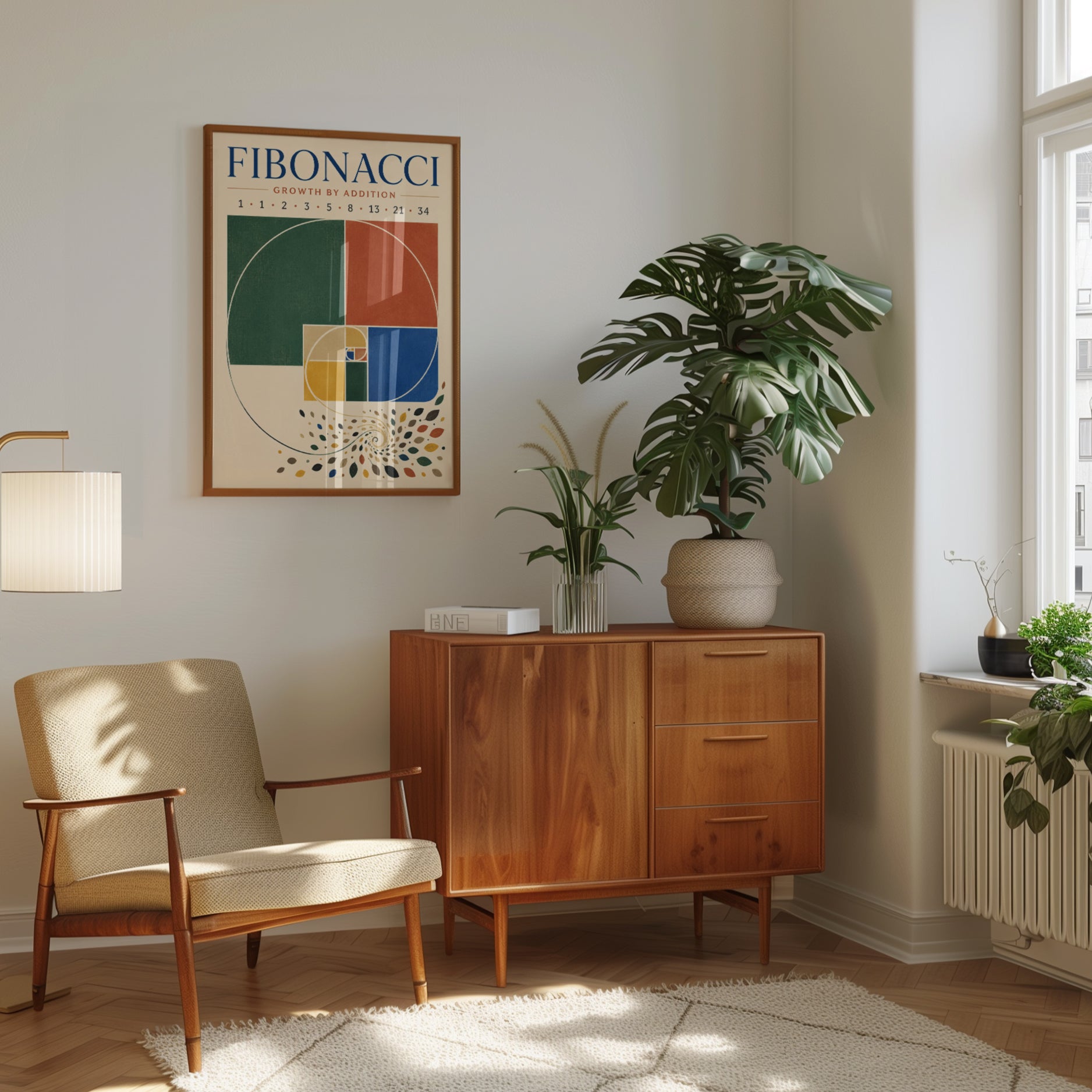 Fibonacci Golden Ratio Poster: Geometric Mathematics Wall Art - interior