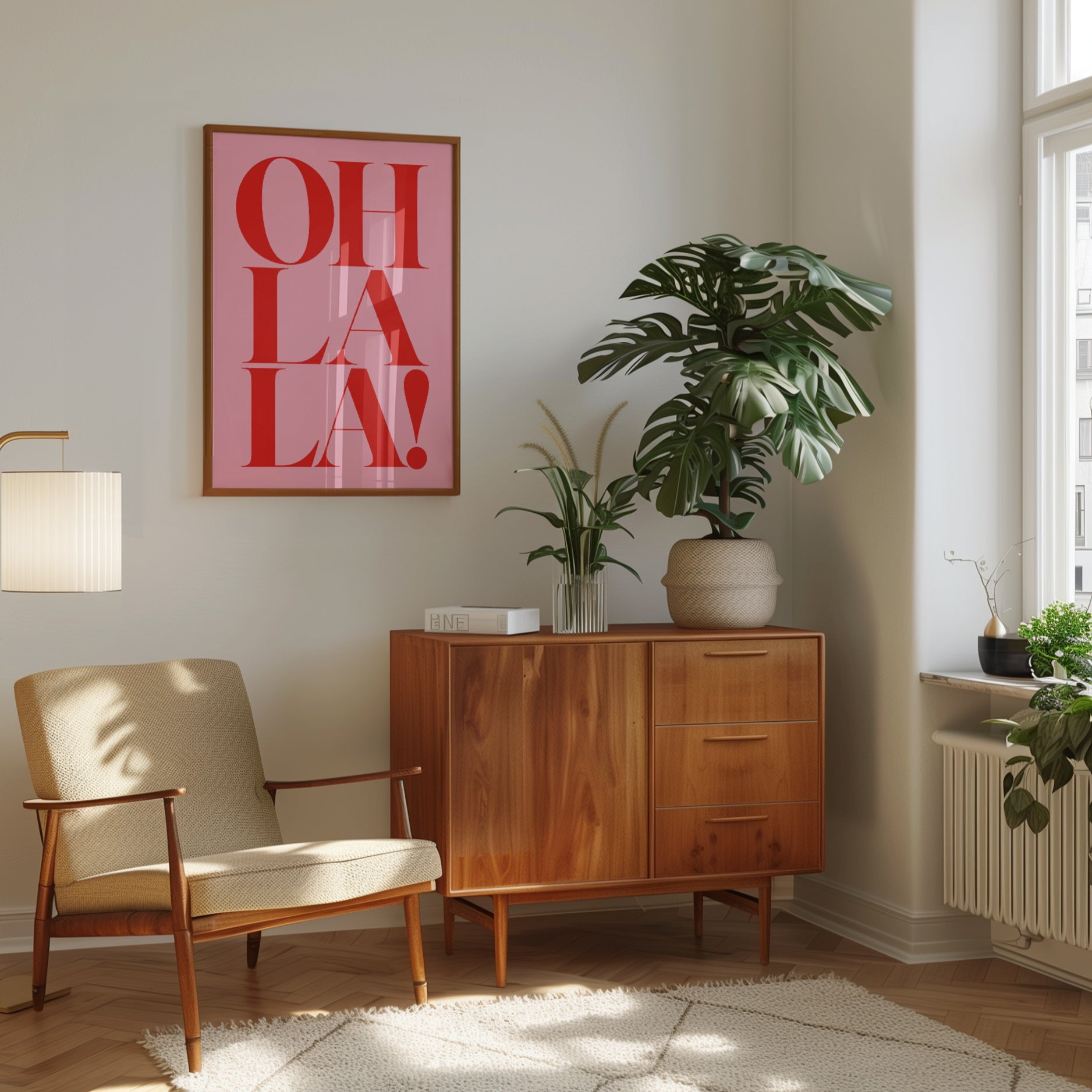 Oh La La Poster – Pink Typography Wall Art - interior