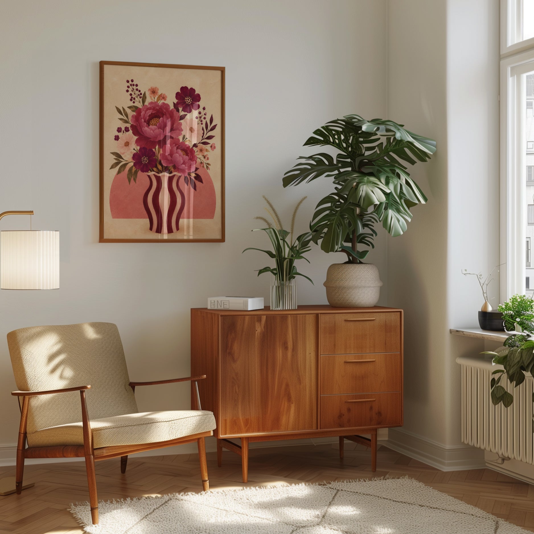 Vintage Floral Vase Print - interior