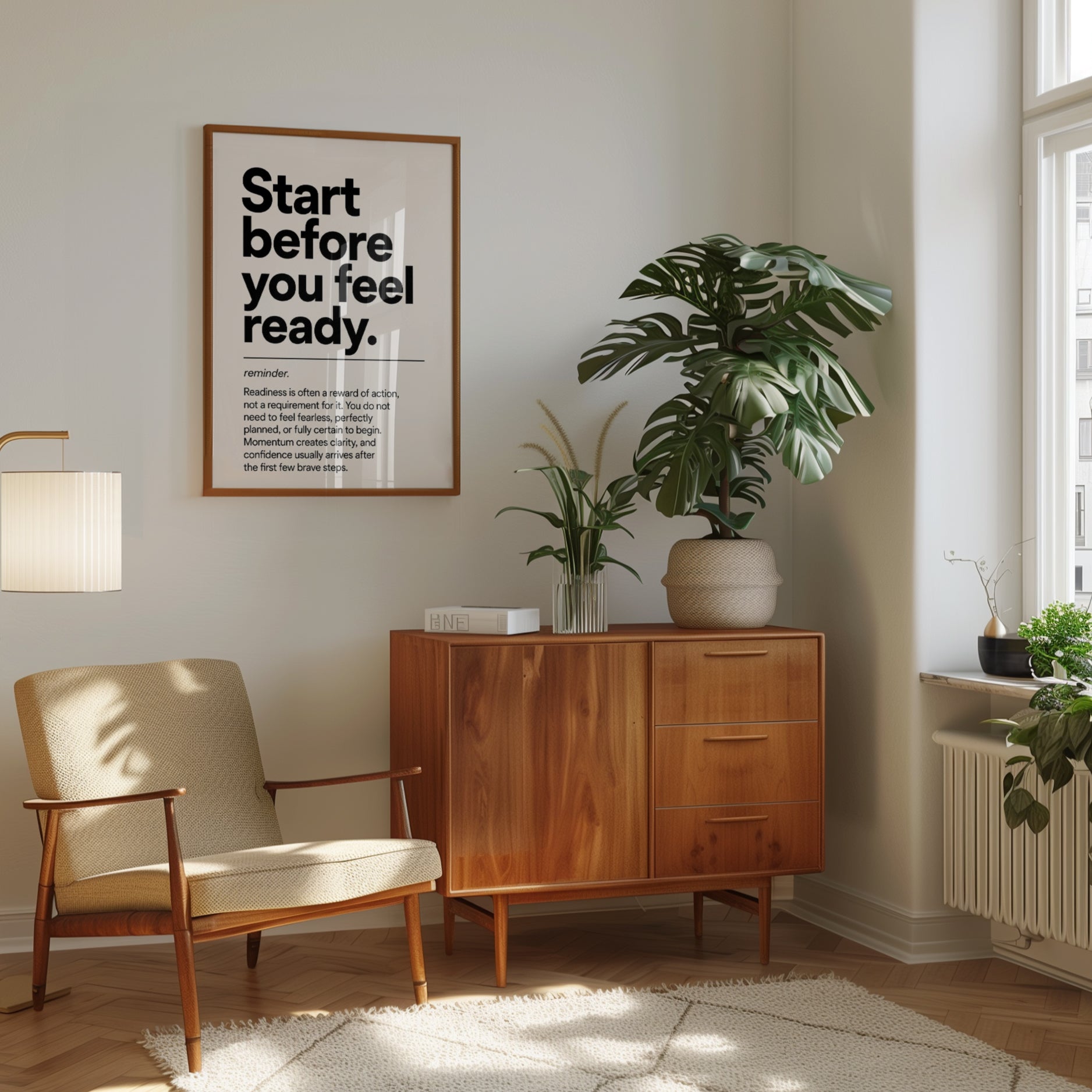 Motivational Quote Print: Start Before You Feel Ready - interior