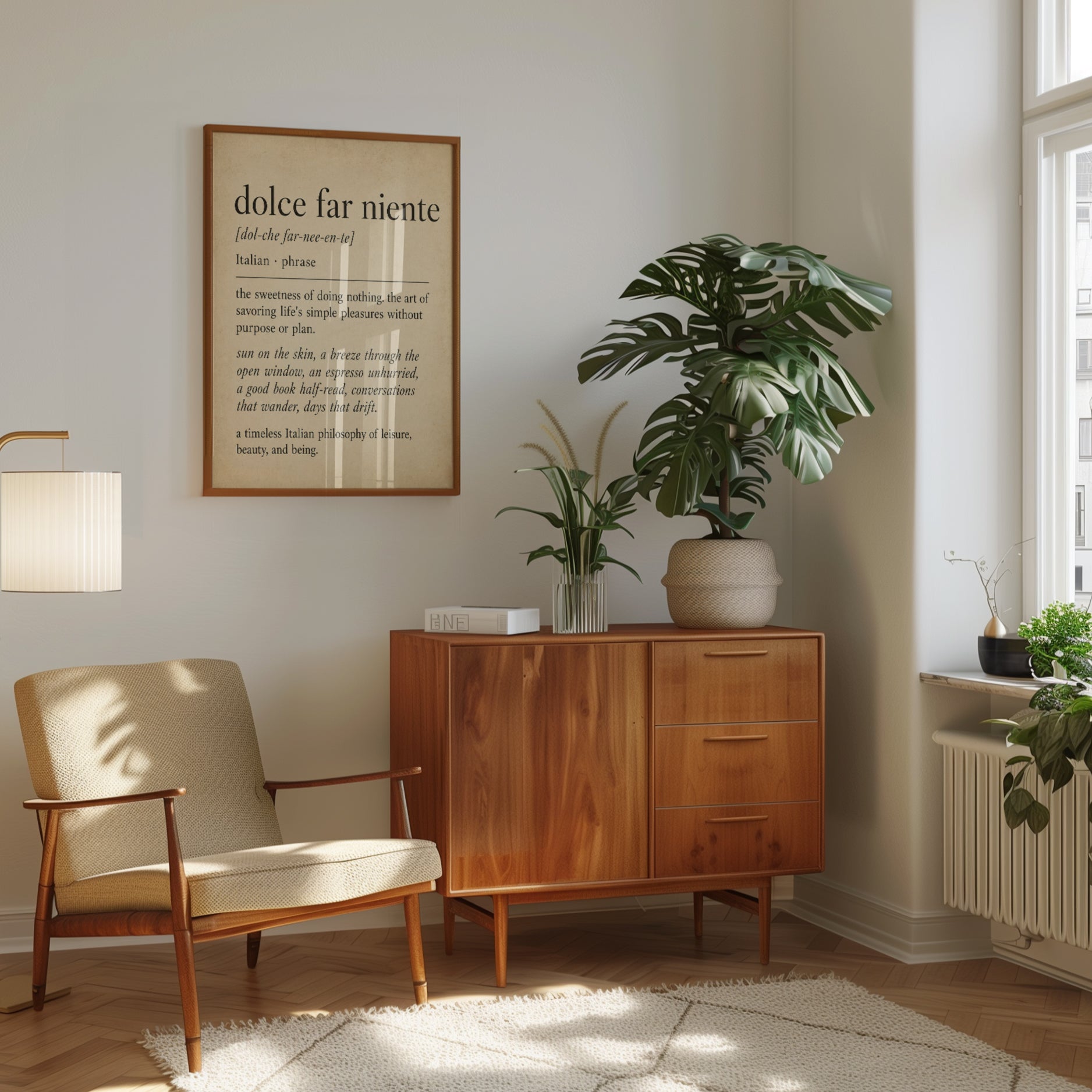 Italian Phrase Wall Art – Dolce Far Niente Print - interior