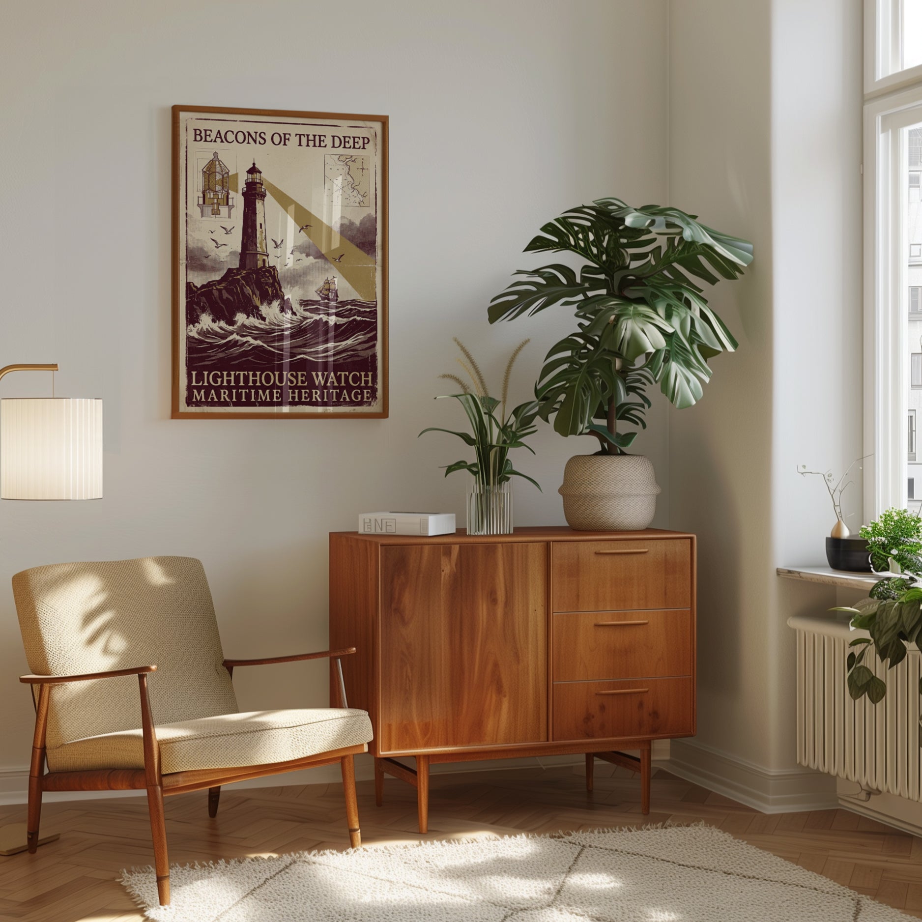 Beacons of the Deep Lighthouse Poster: Vintage Maritime Art Print - interior