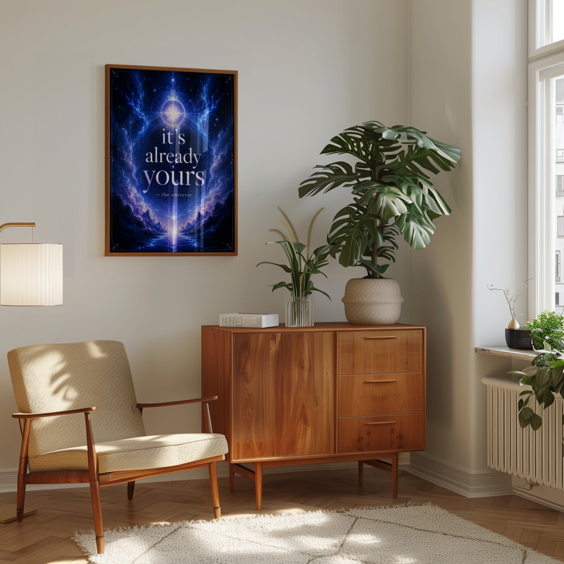 Celestial Motivational Print — Cosmic Lightning & Stars - interior