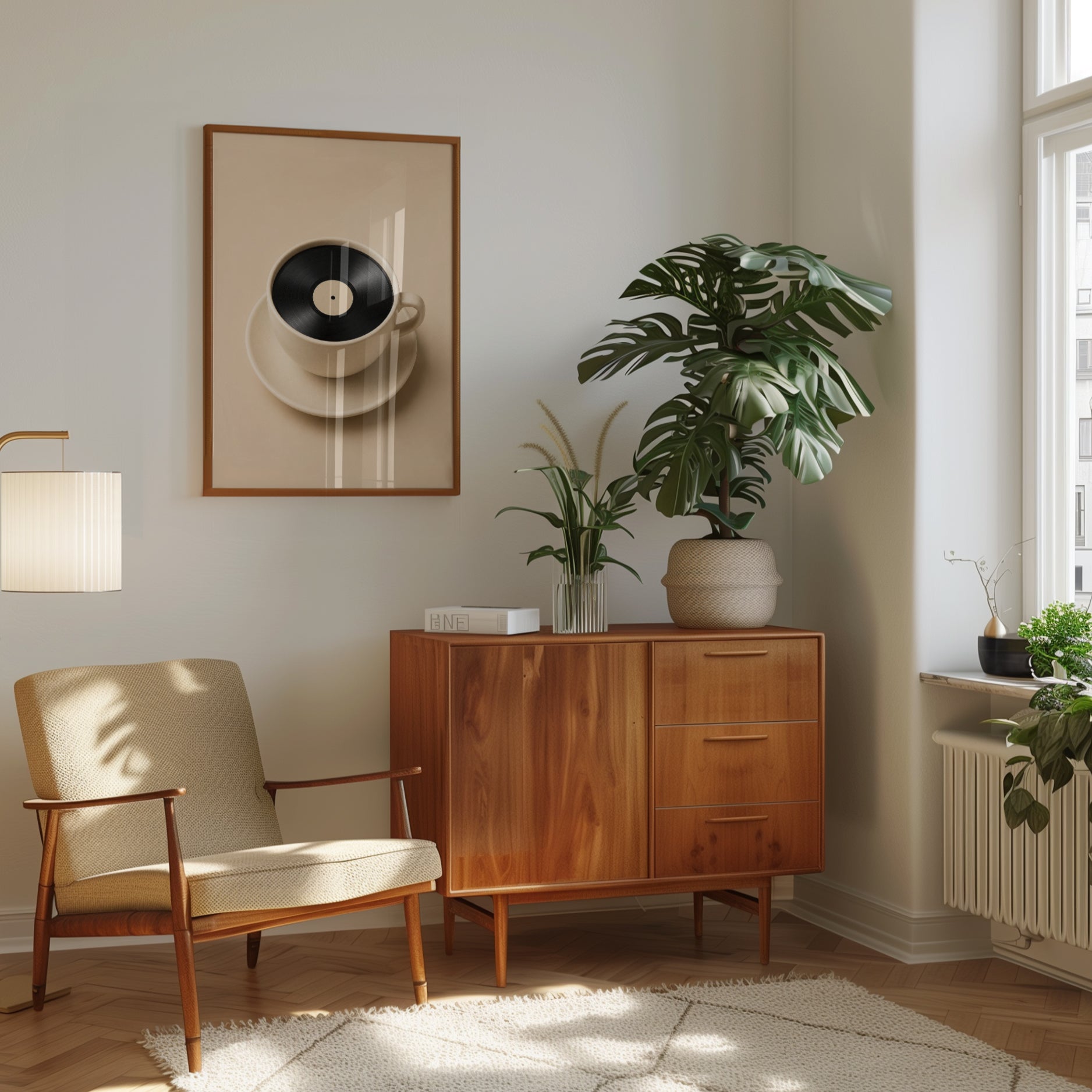 Coffee Vinyl Wall Art – Surreal Music Print - interior