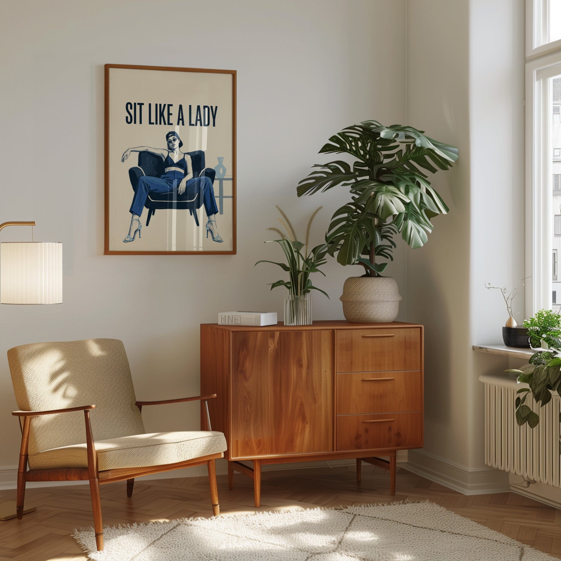 Fashion Wall Art Print: Retro Woman Illustration - interior