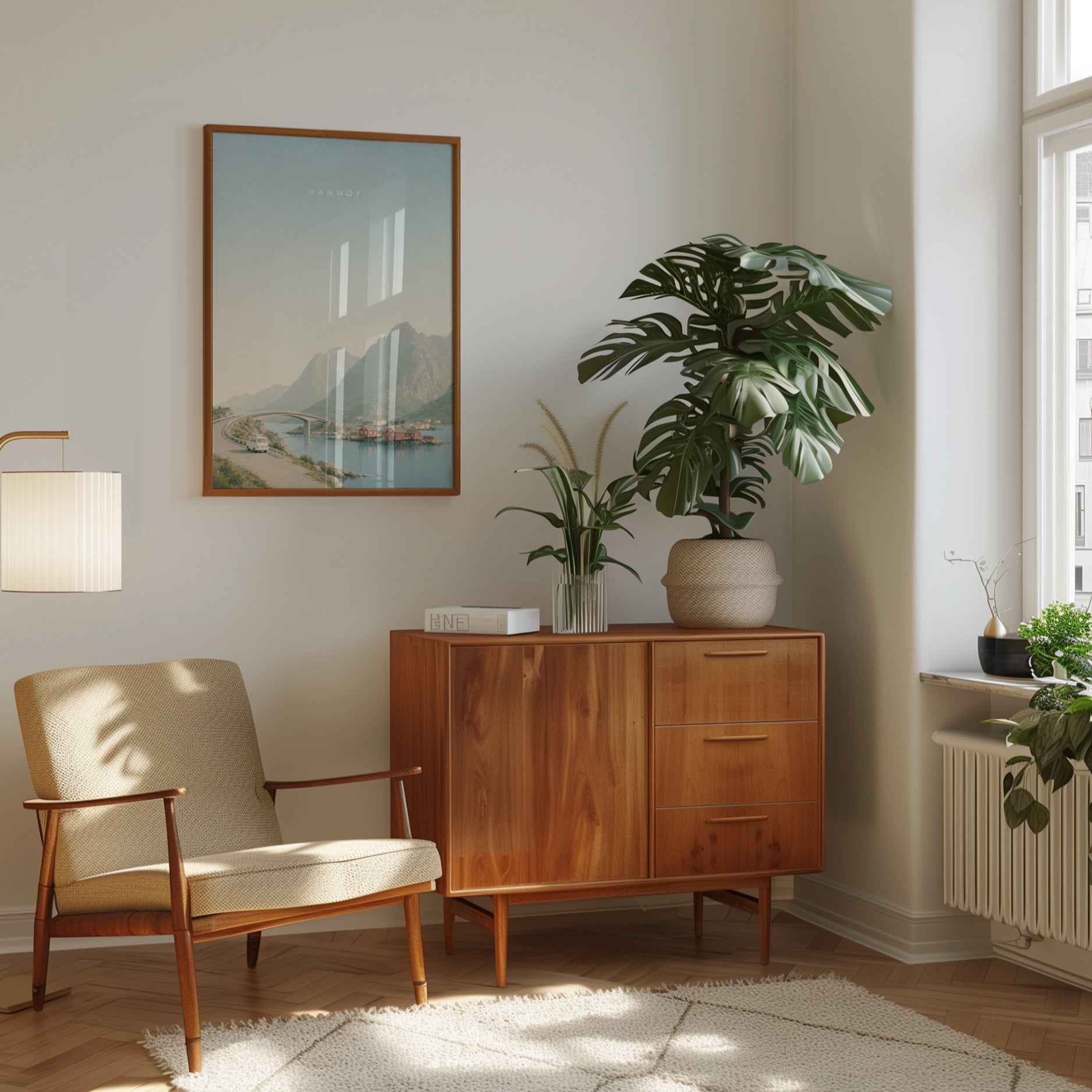 Hamnøy Norway Coastal Print: Minimalist Scandinavian Landscape - interior