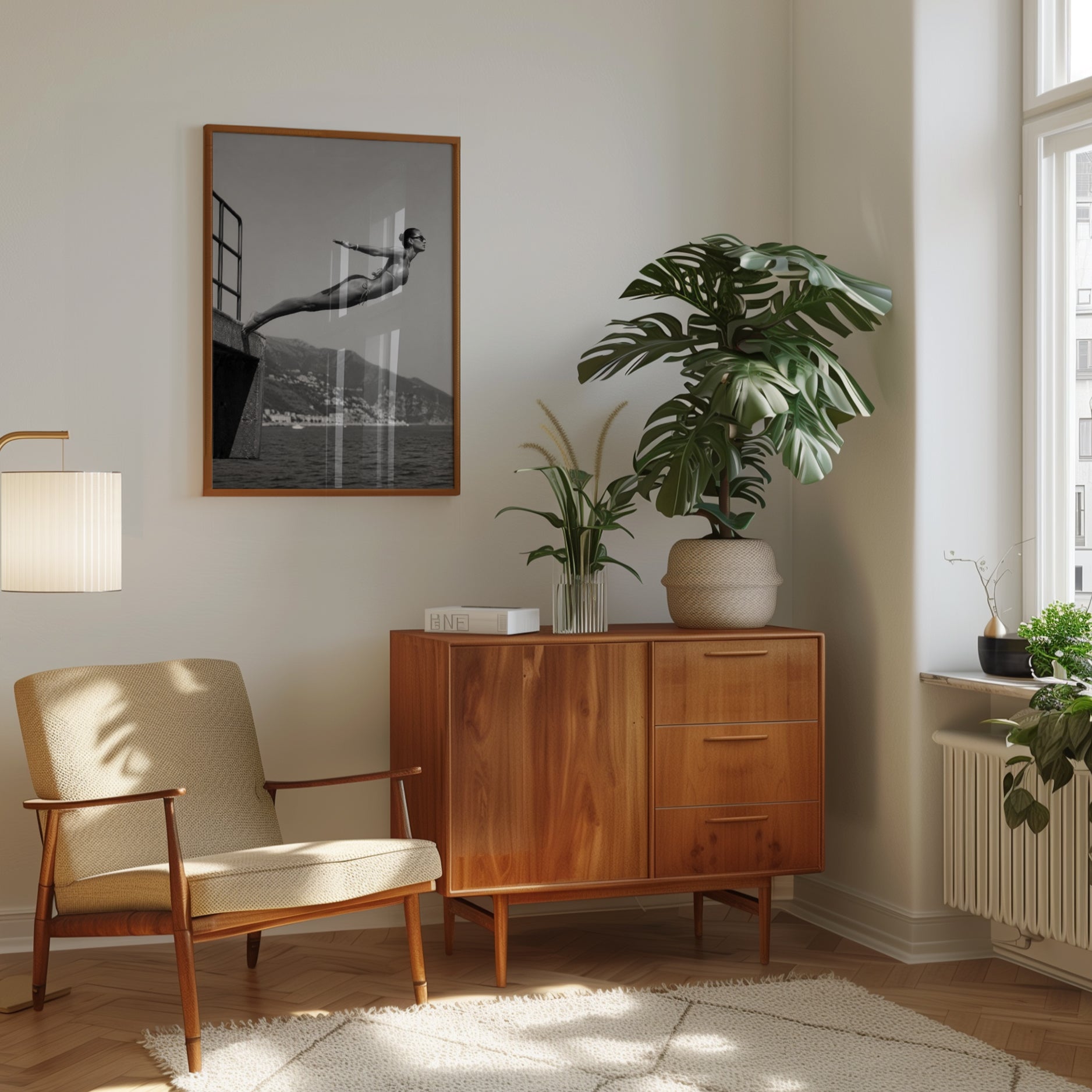 Vintage Swimming Print - interior
